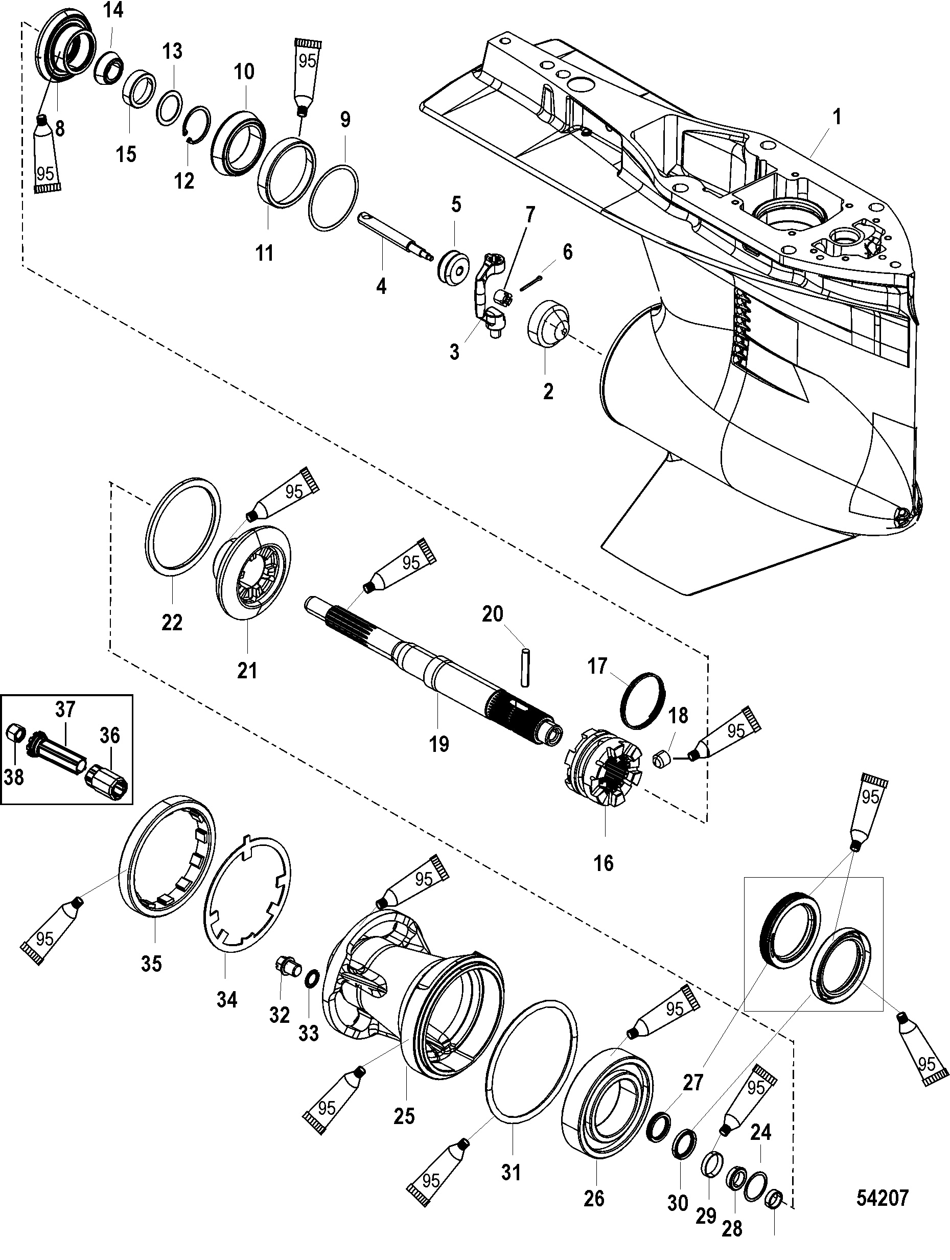 Gear Housing, Propeller Shaft-Std Rotation 2B026817 & up