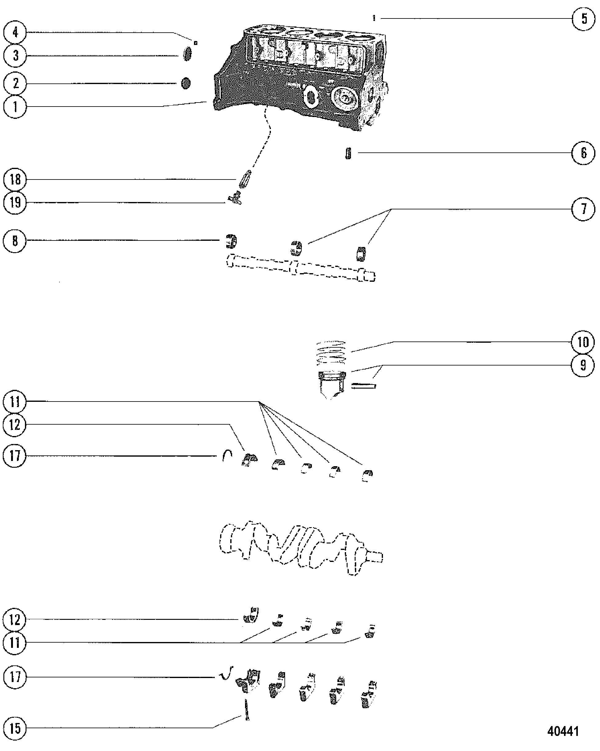 CYLINDER BLOCK, PISTON AND BEARINGS