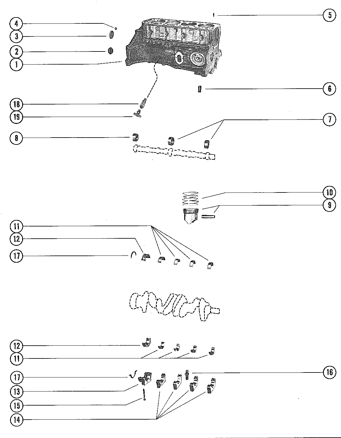 CYLINDER BLOCK, PISTON AND BEARINGS