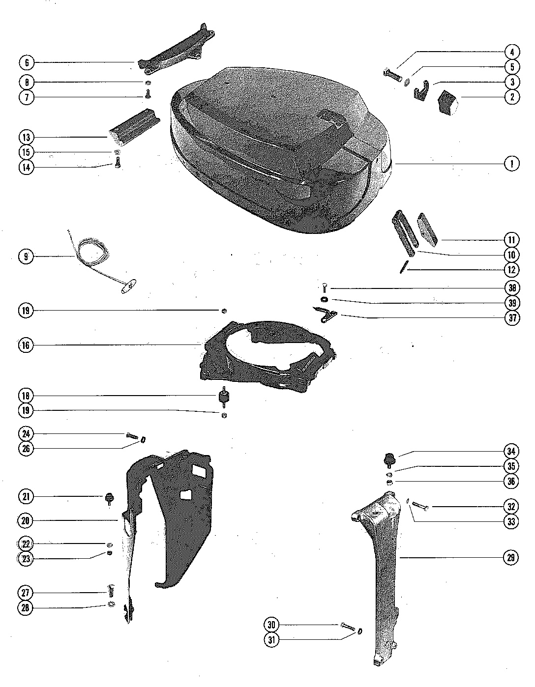 TOP COWL AND SUPPORT BRACKETS