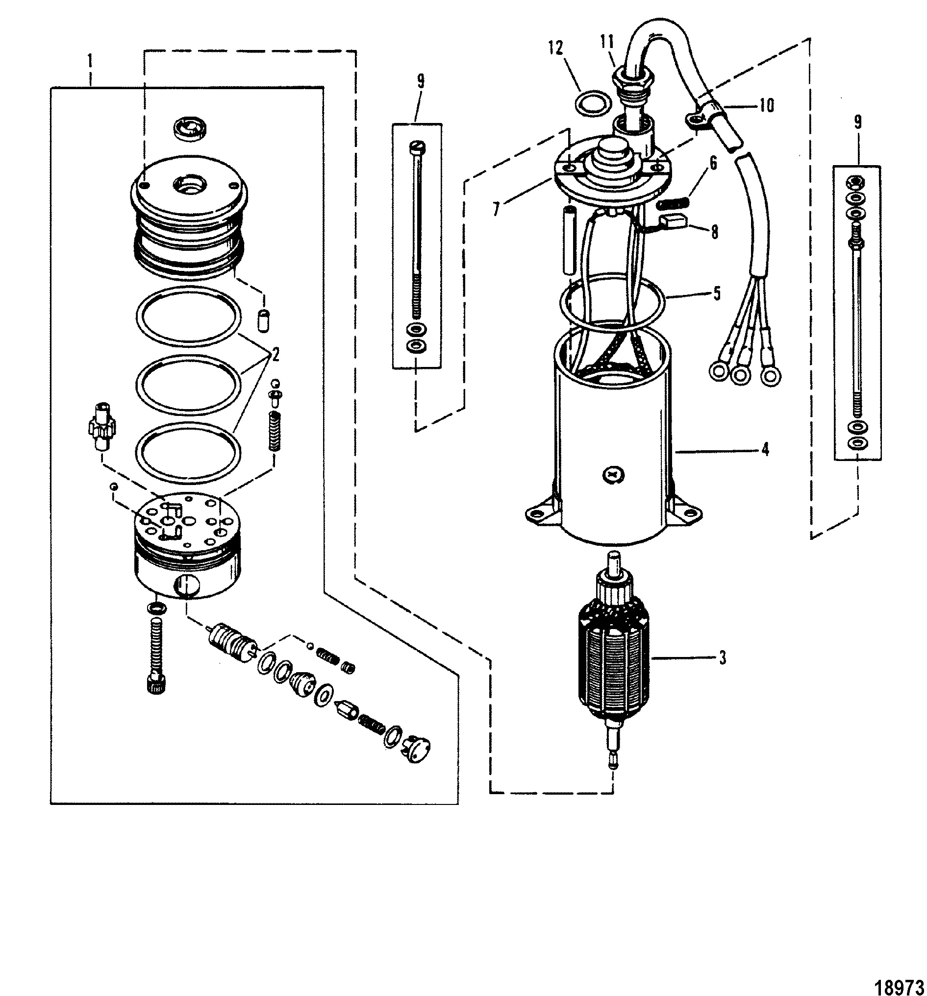 Pompe de trim assisté (moteur rond Prestolite)