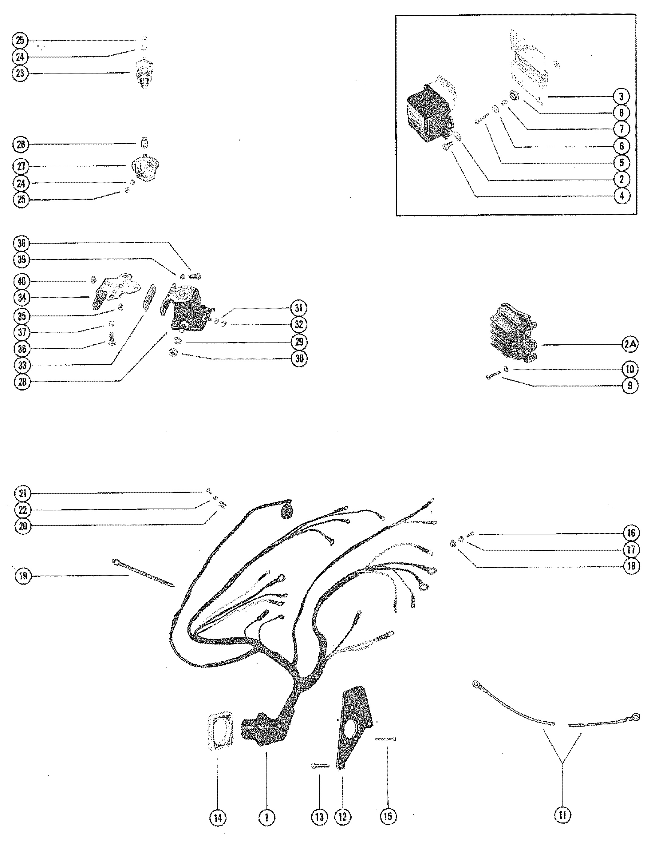 WIRING HARNESS, VOLTAGE REGULATOR AND STARTER SOLENOID