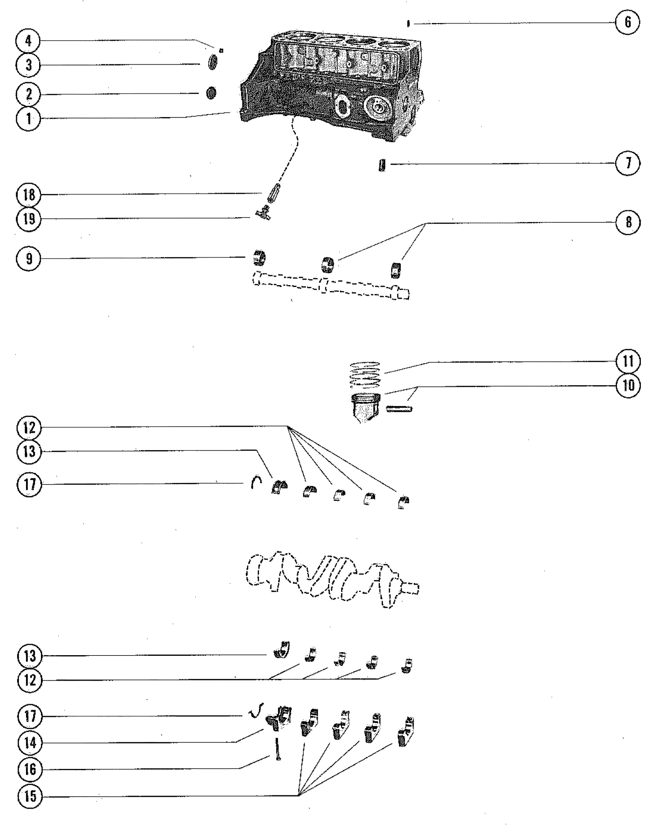 CYLINDER BLOCK, PISTON AND BEARINGS