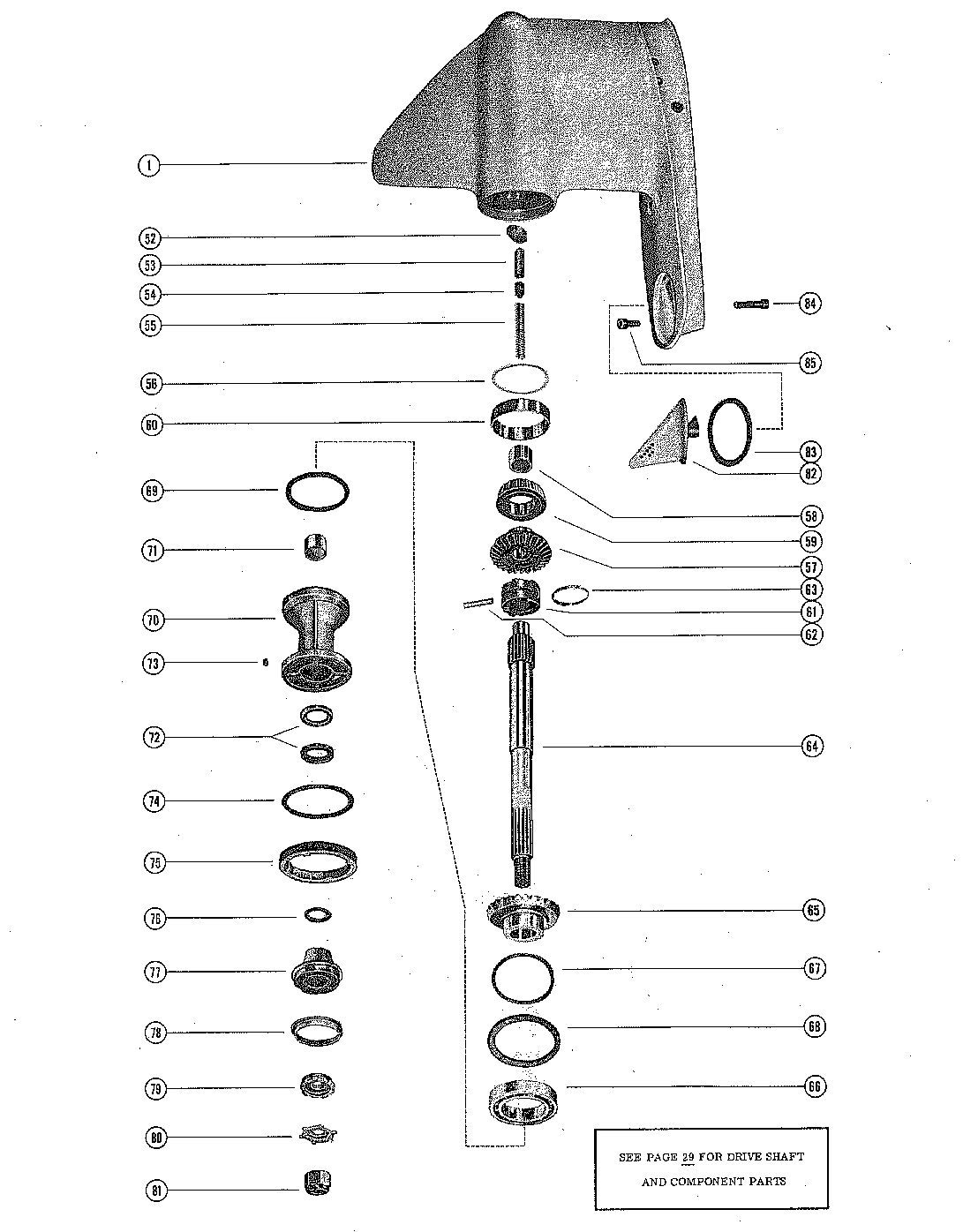 GEAR HOUSING ASSEMBLY, COMPLETE (MERC 1000E) (PAGE 2)