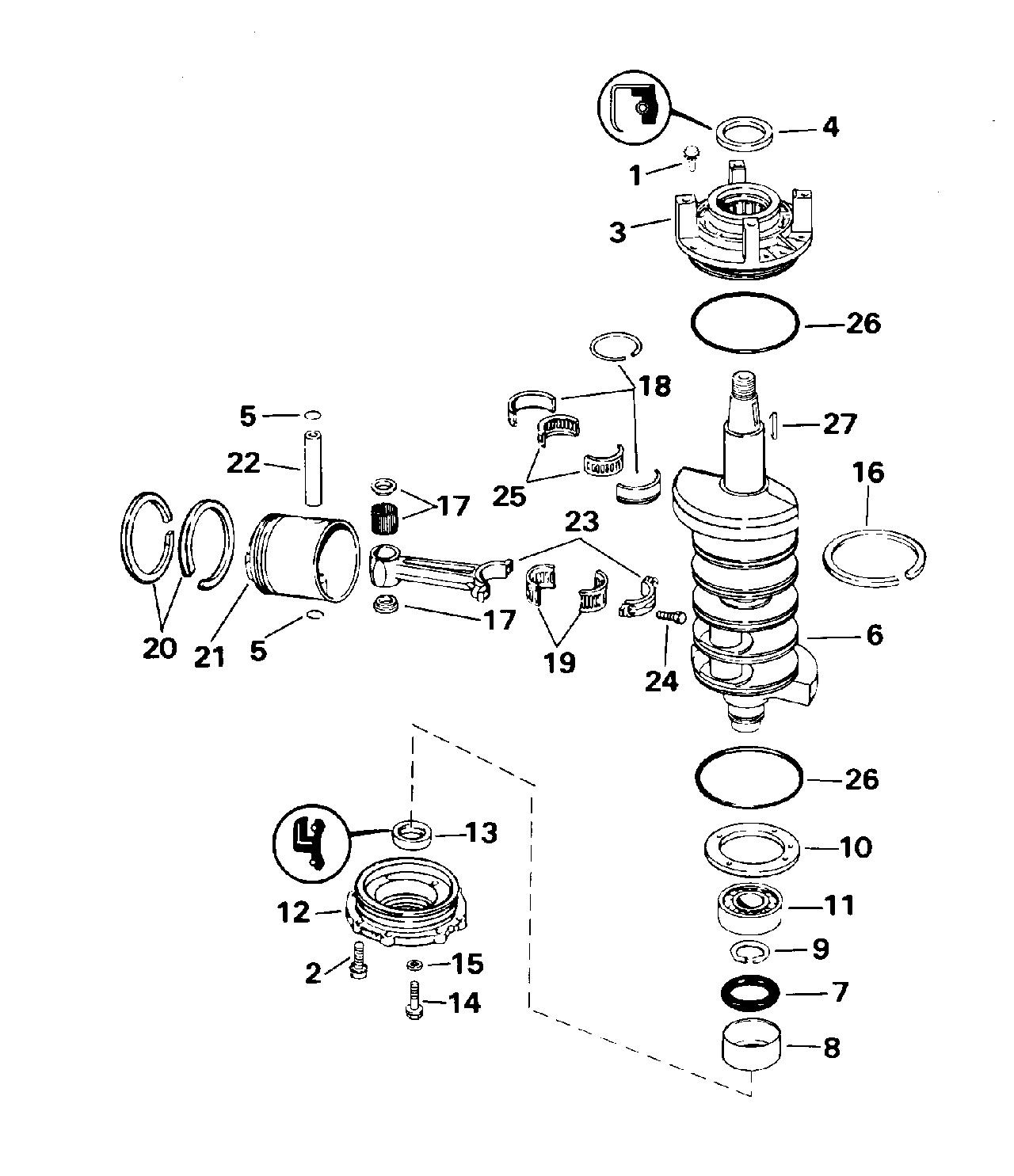 Vilebrequin et pistons