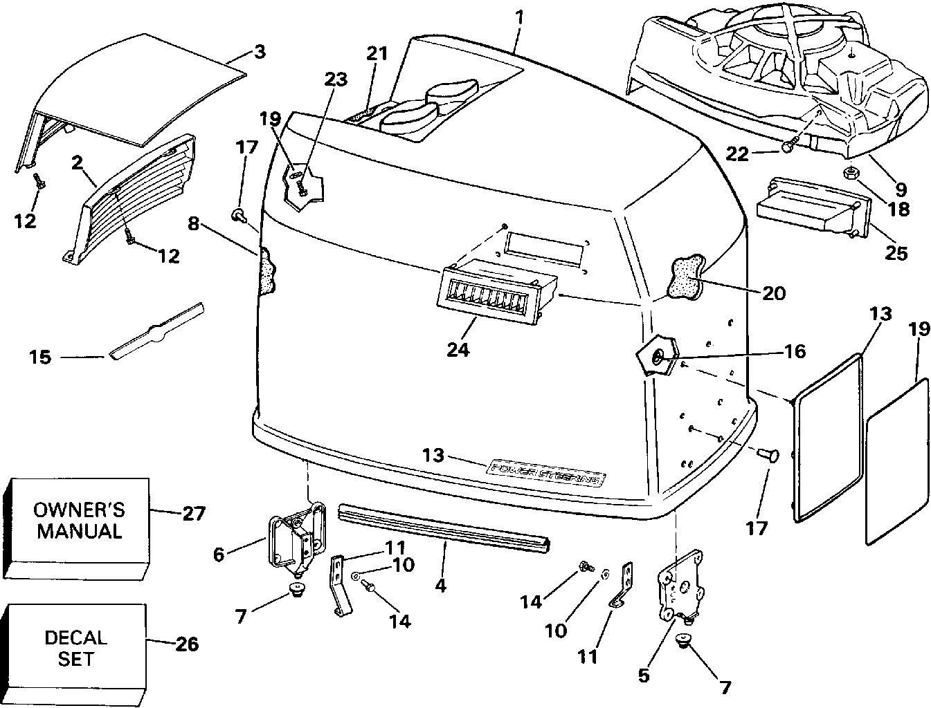 Capot moteur – Johnson – 200TX, 200CX, 225T, 225P, 225C