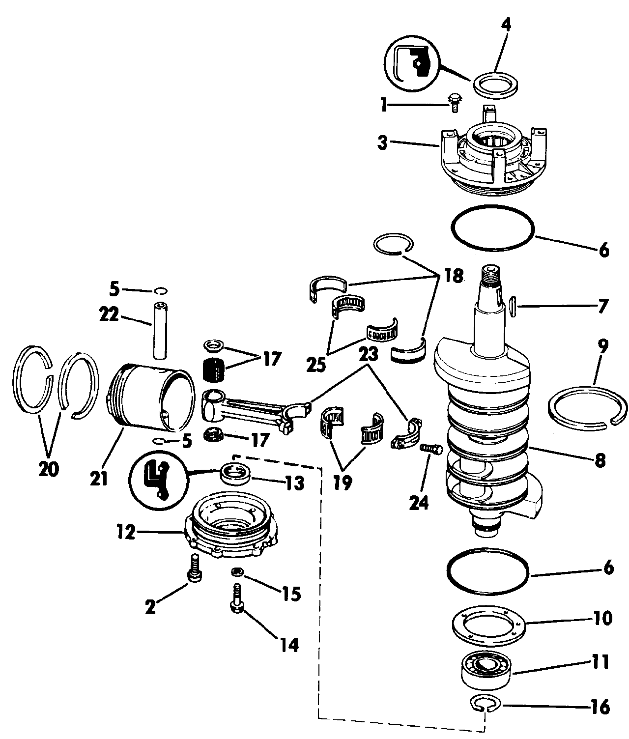 Vilebrequin et pistons