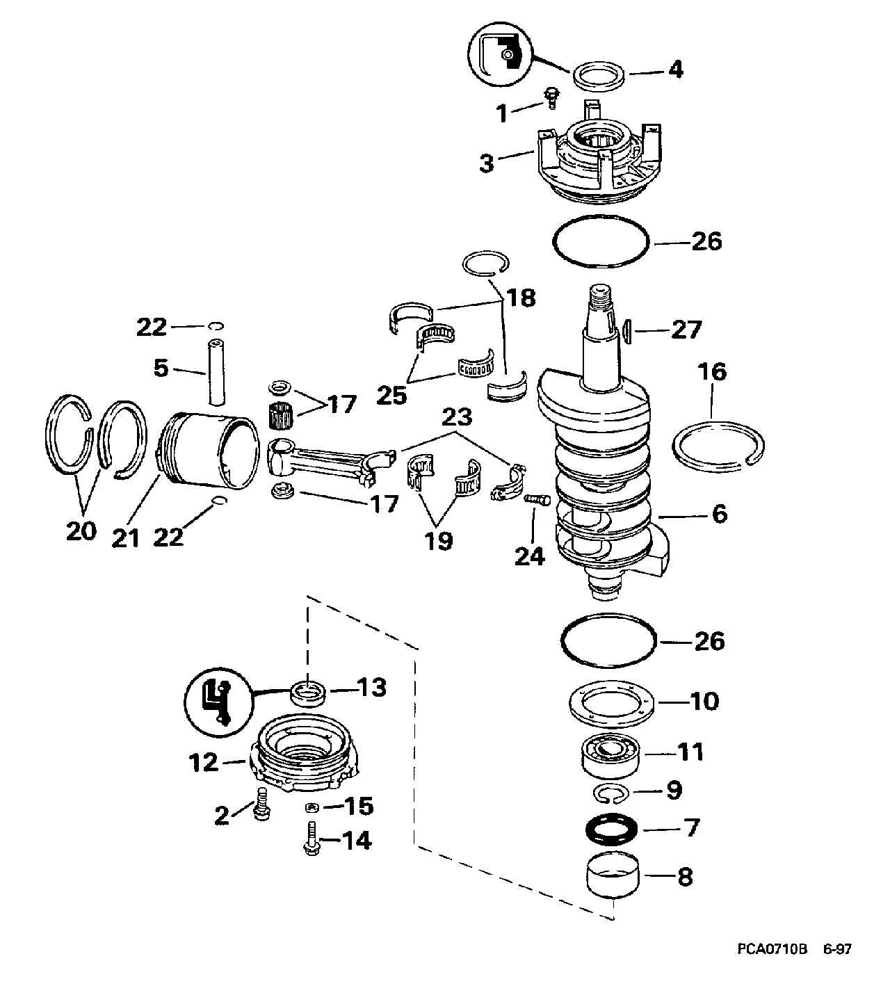 Vilebrequin et pistons