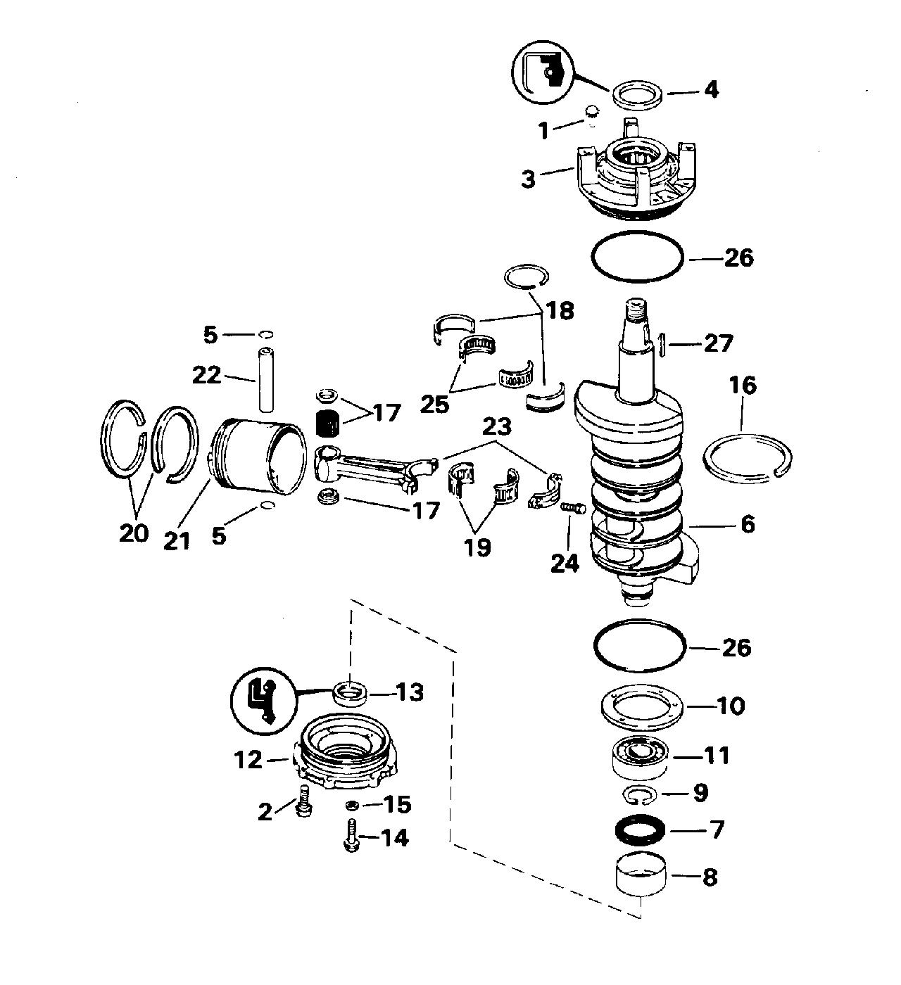 Vilebrequin et pistons