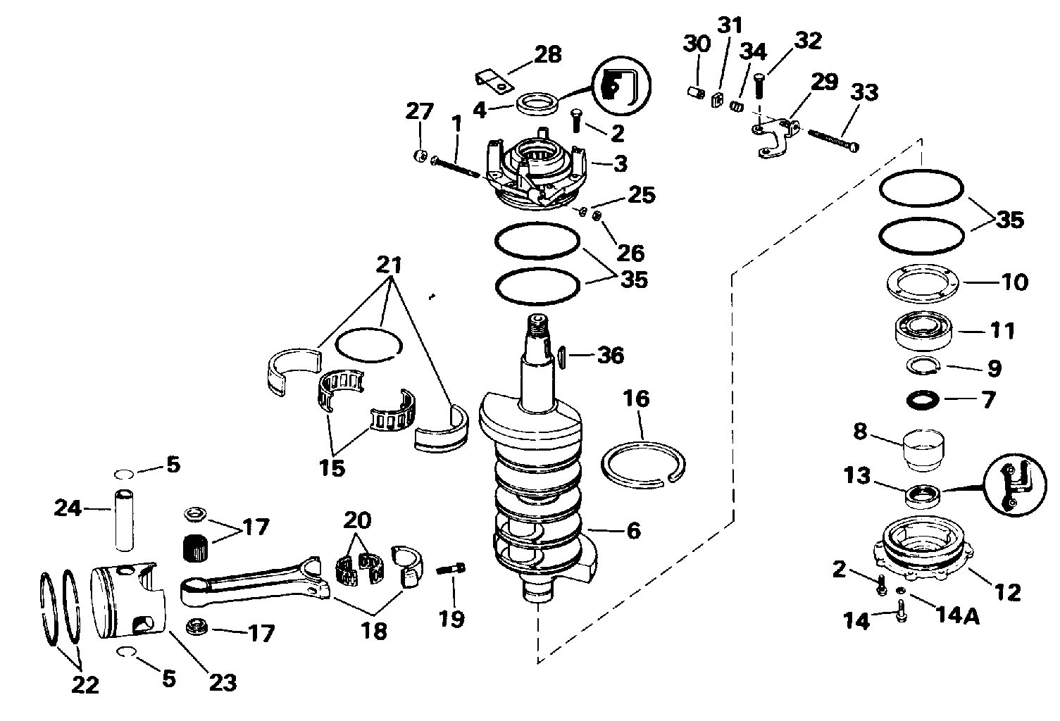 Vilebrequin et pistons