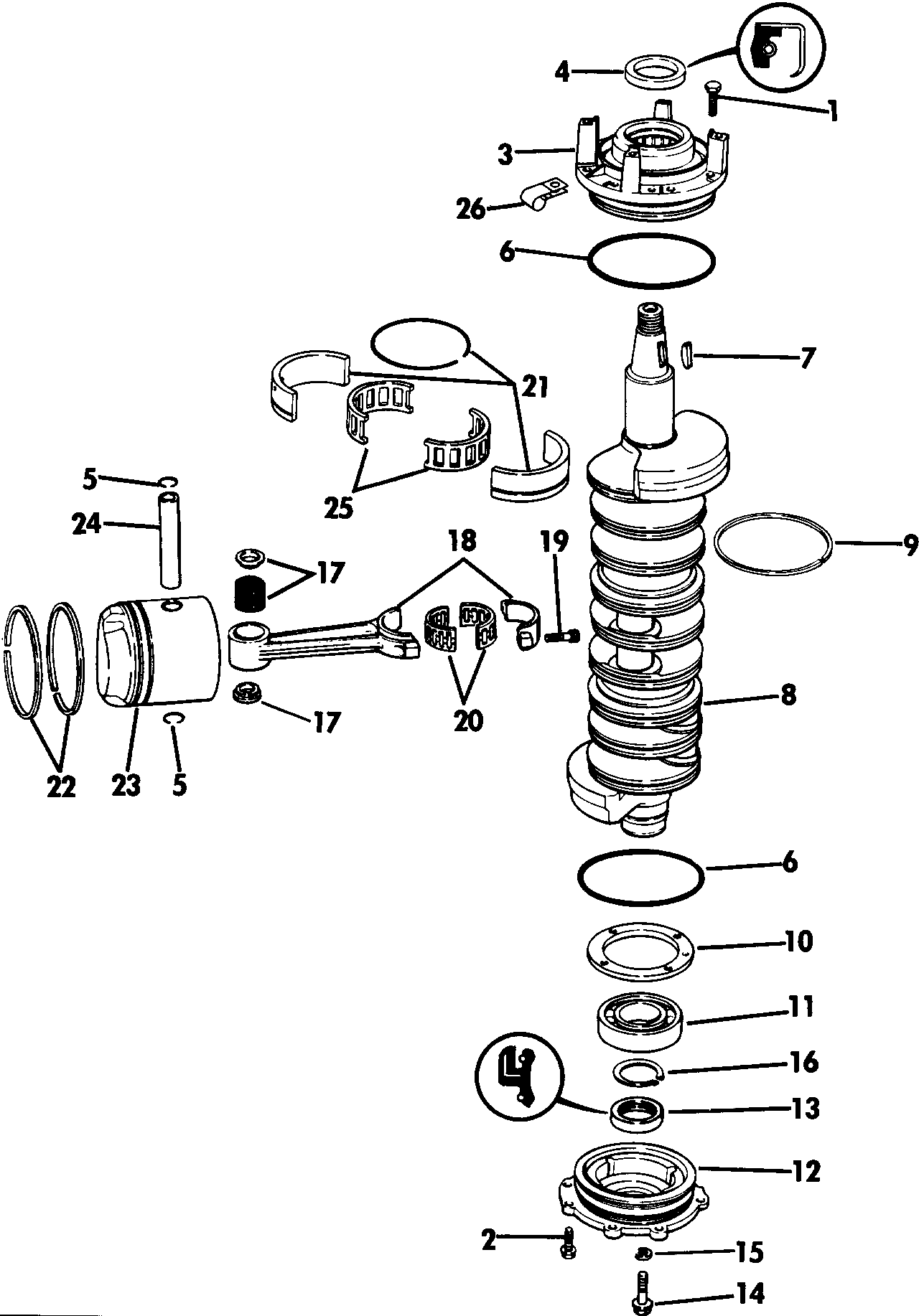 Vilebrequin et pistons