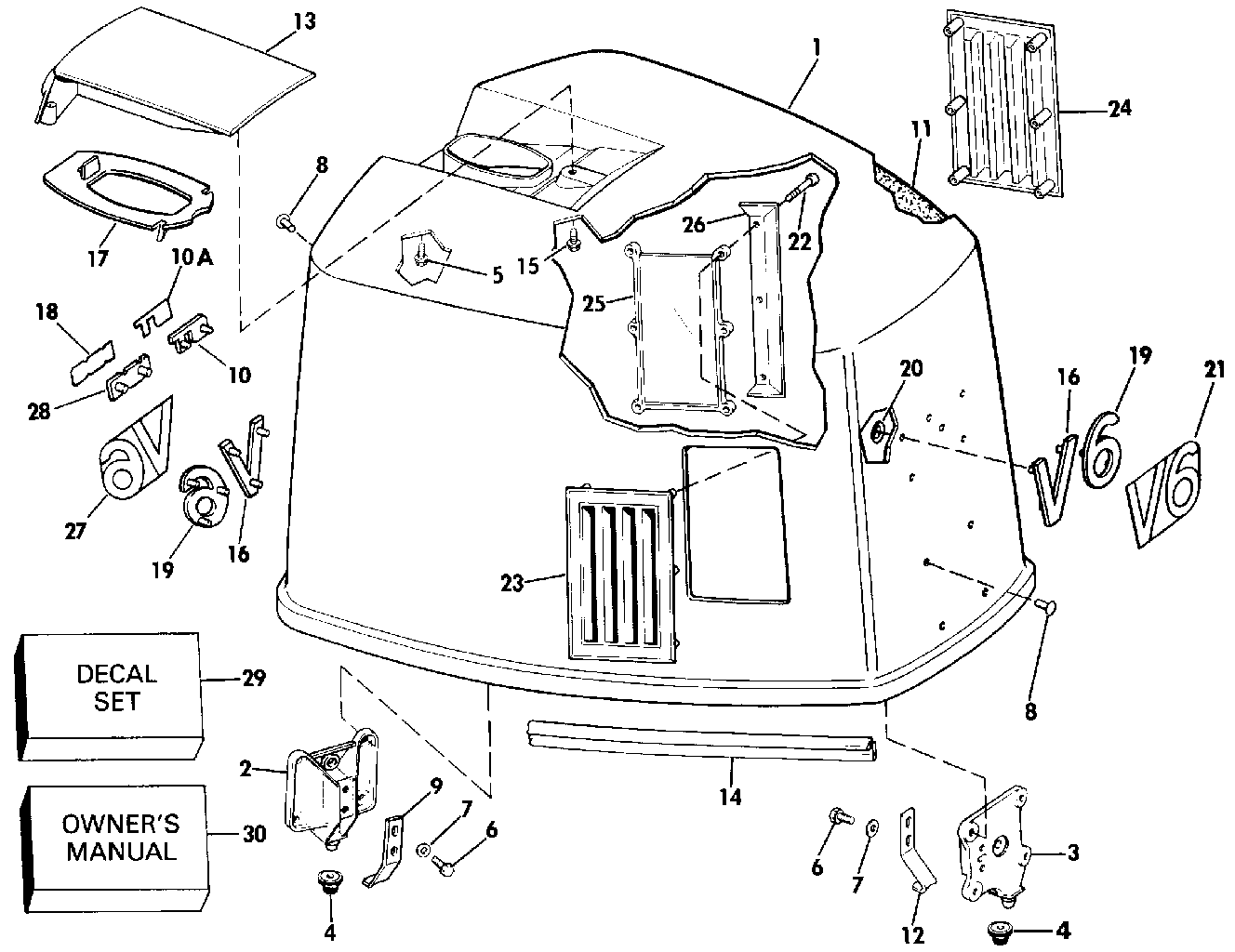 Capot moteur – Johnson 175STL/VE175SL uniquement