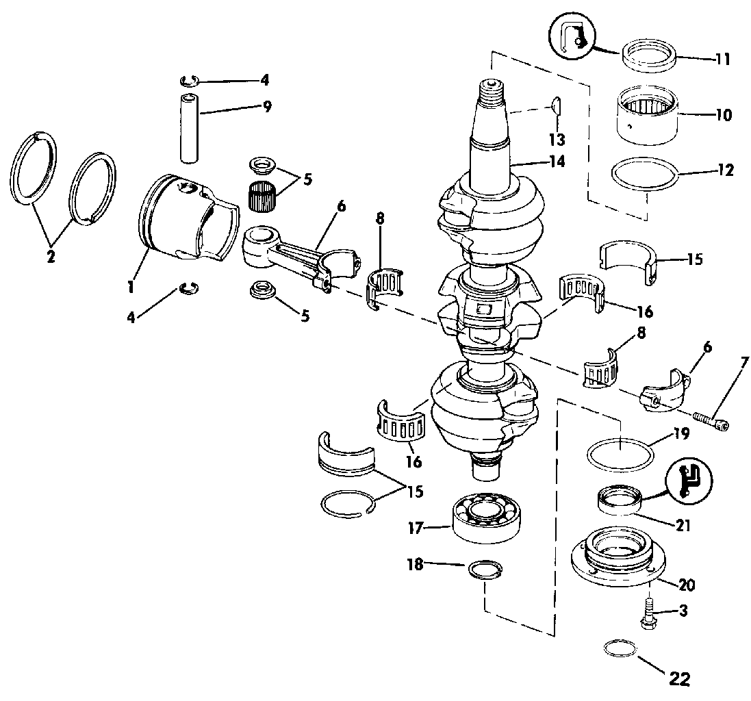 Vilebrequin et pistons