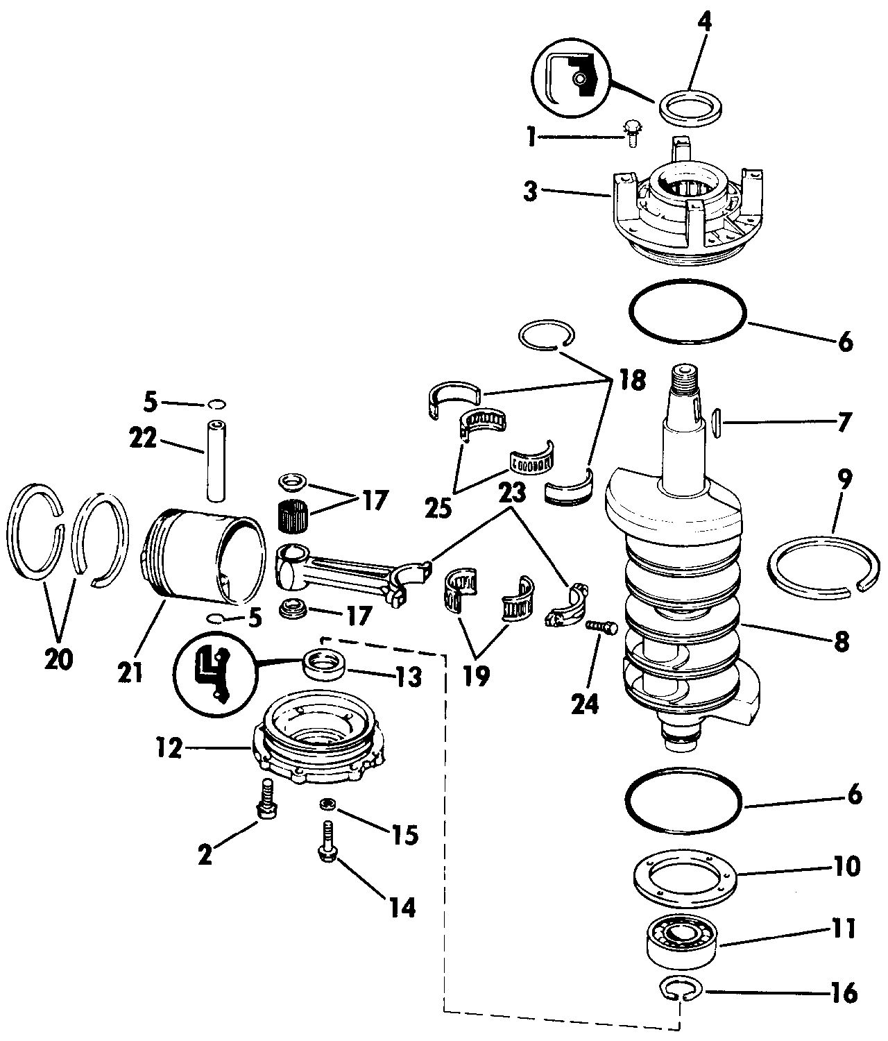 Vilebrequin et pistons