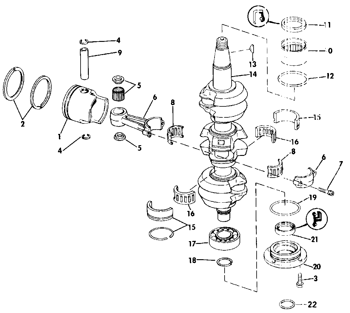 Vilebrequin et pistons