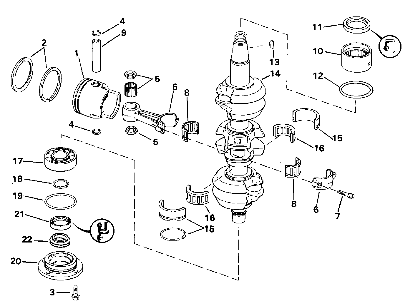 Vilebrequin et pistons