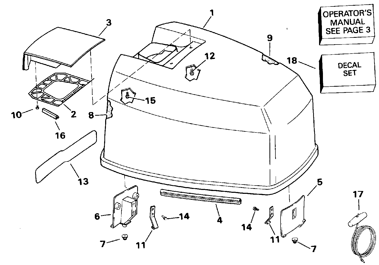 Capot moteur – modèles Johnson 120–140