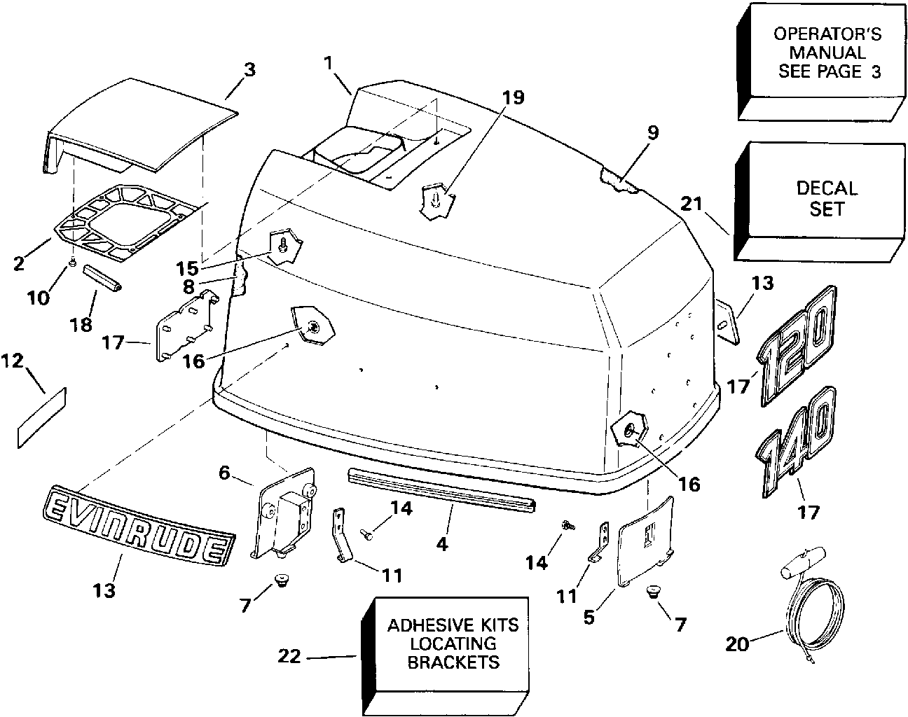 Capot moteur – modèles Evinrude 120–140