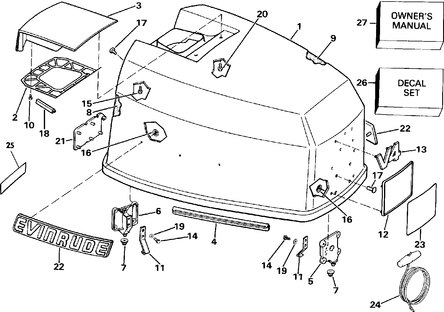 Capot moteur – modèles Evinrude 120–140