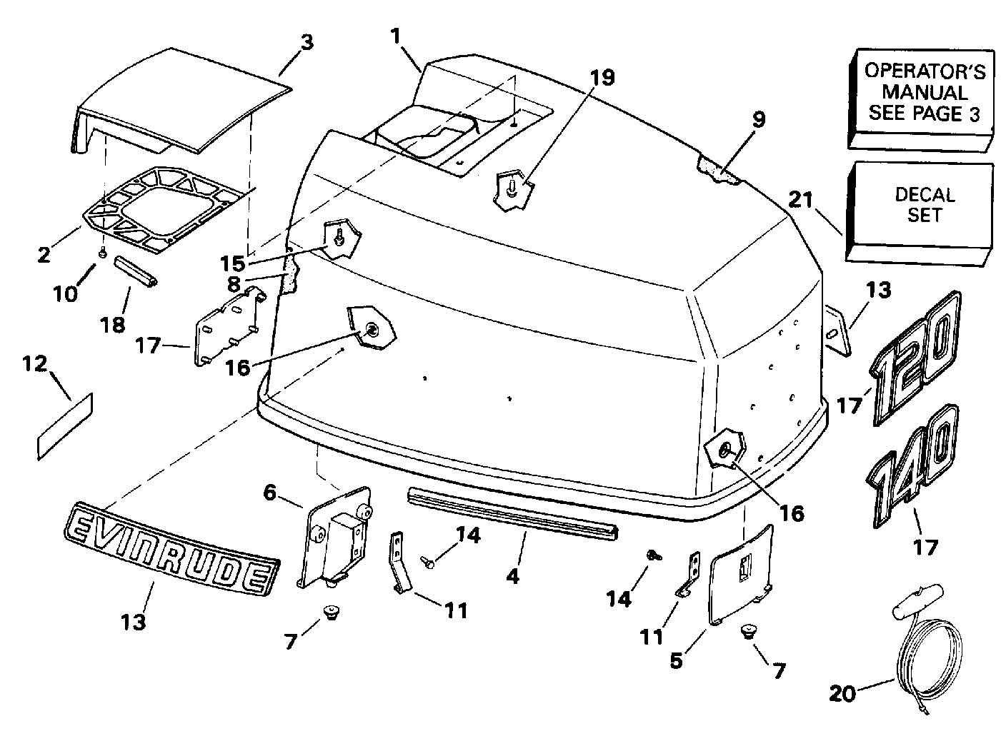 Capot moteur – modèles Evinrude 120–140
