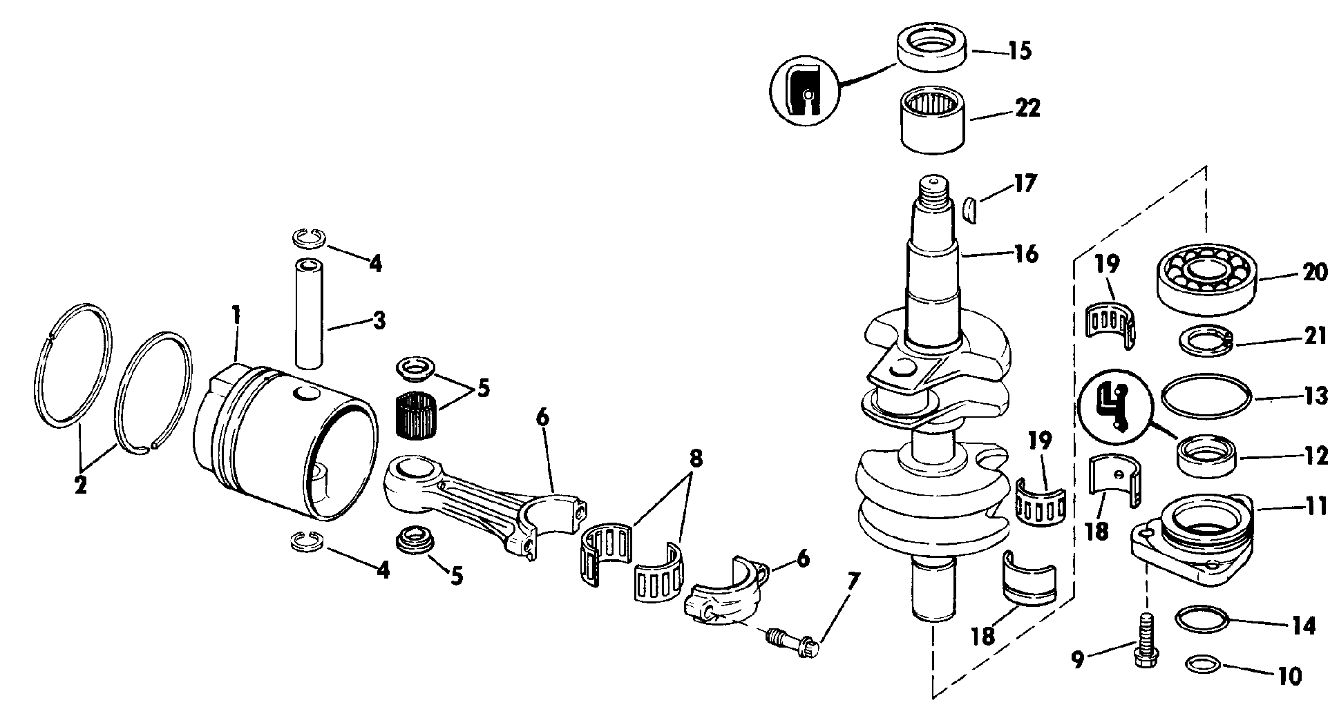 Vilebrequin et pistons