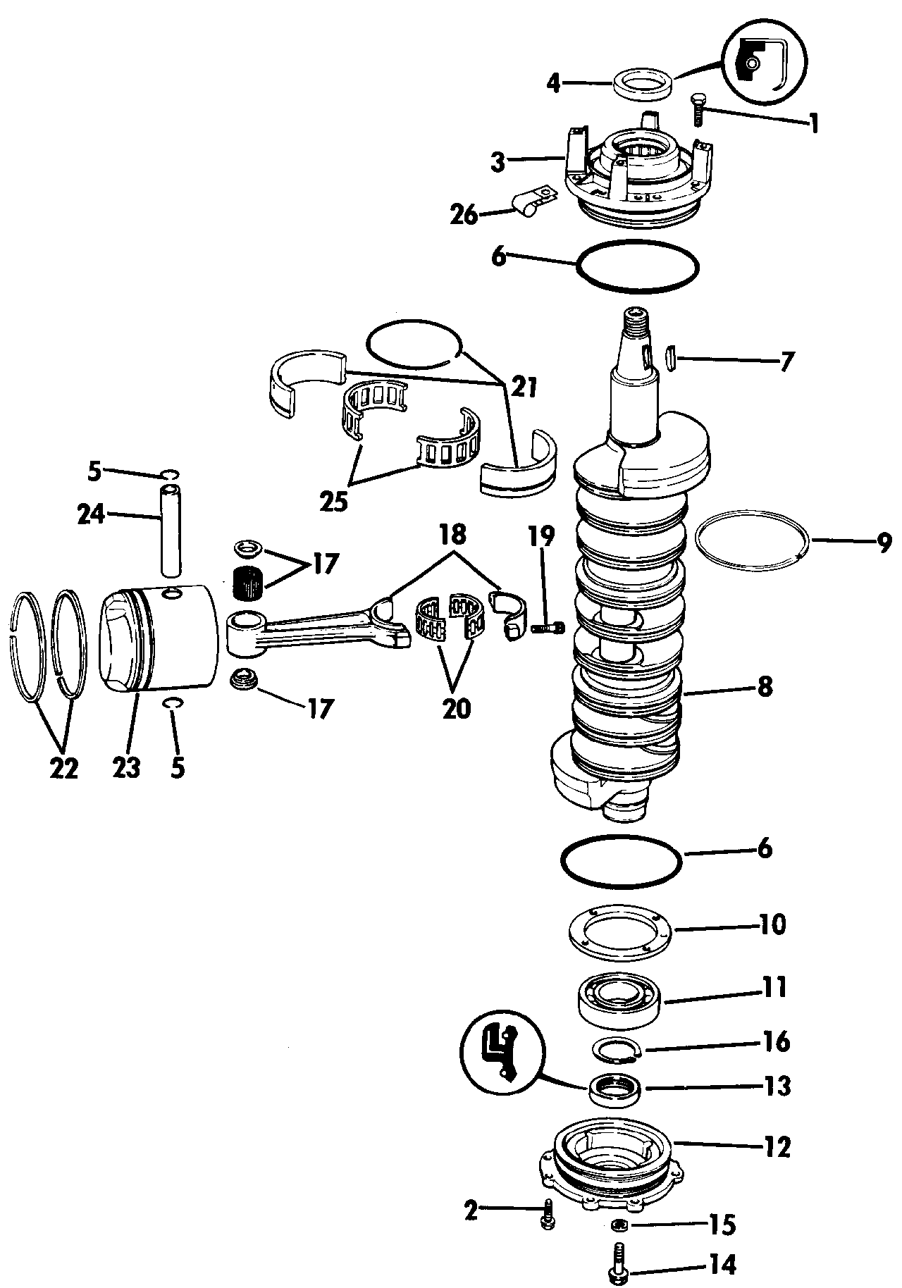Vilebrequin et pistons