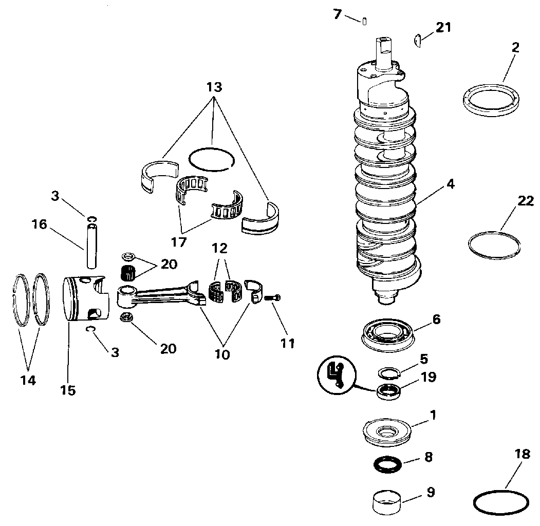 Vilebrequin et pistons