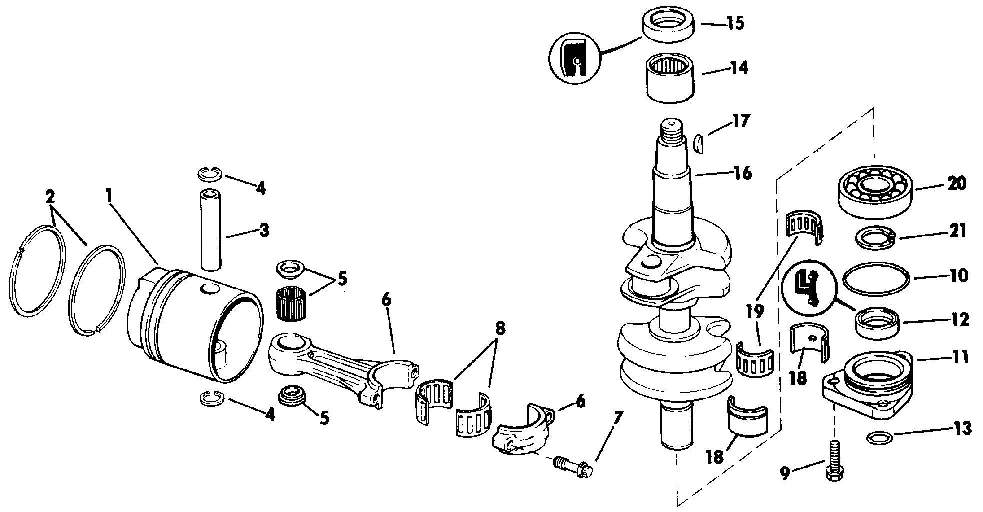 Vilebrequin et pistons