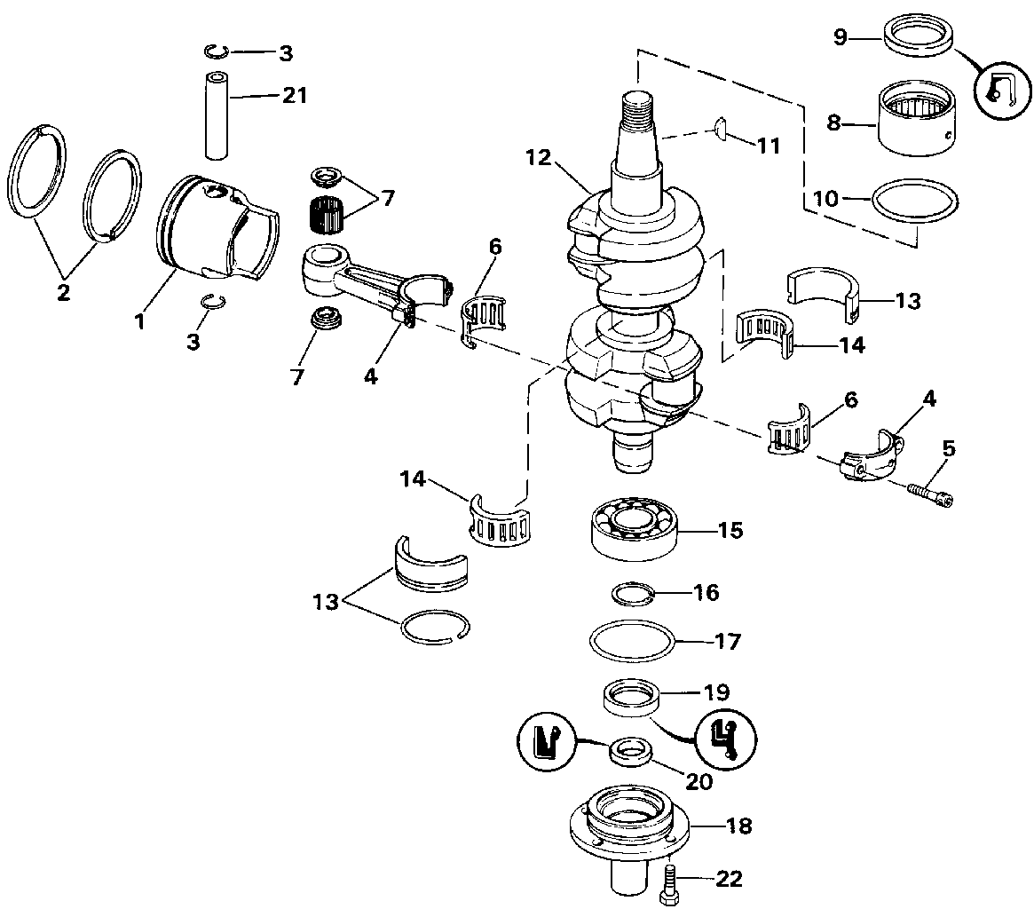 Vilebrequin et pistons