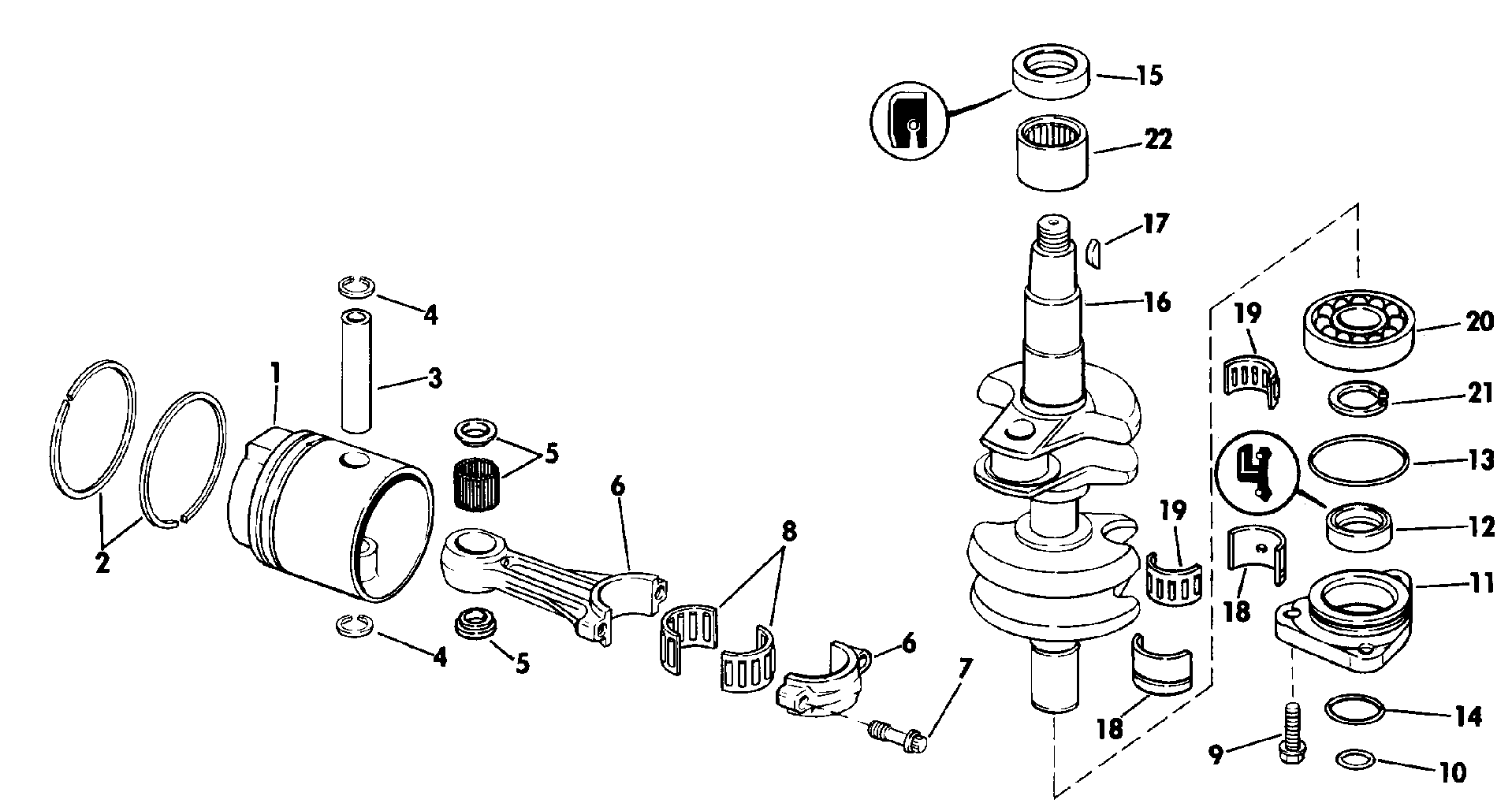 Vilebrequin et pistons
