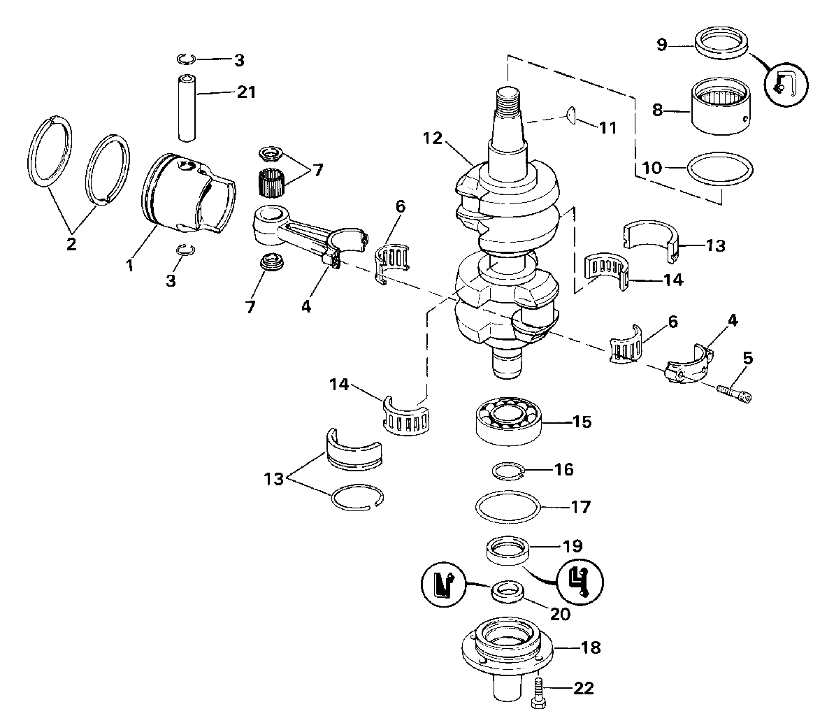 Vilebrequin et pistons
