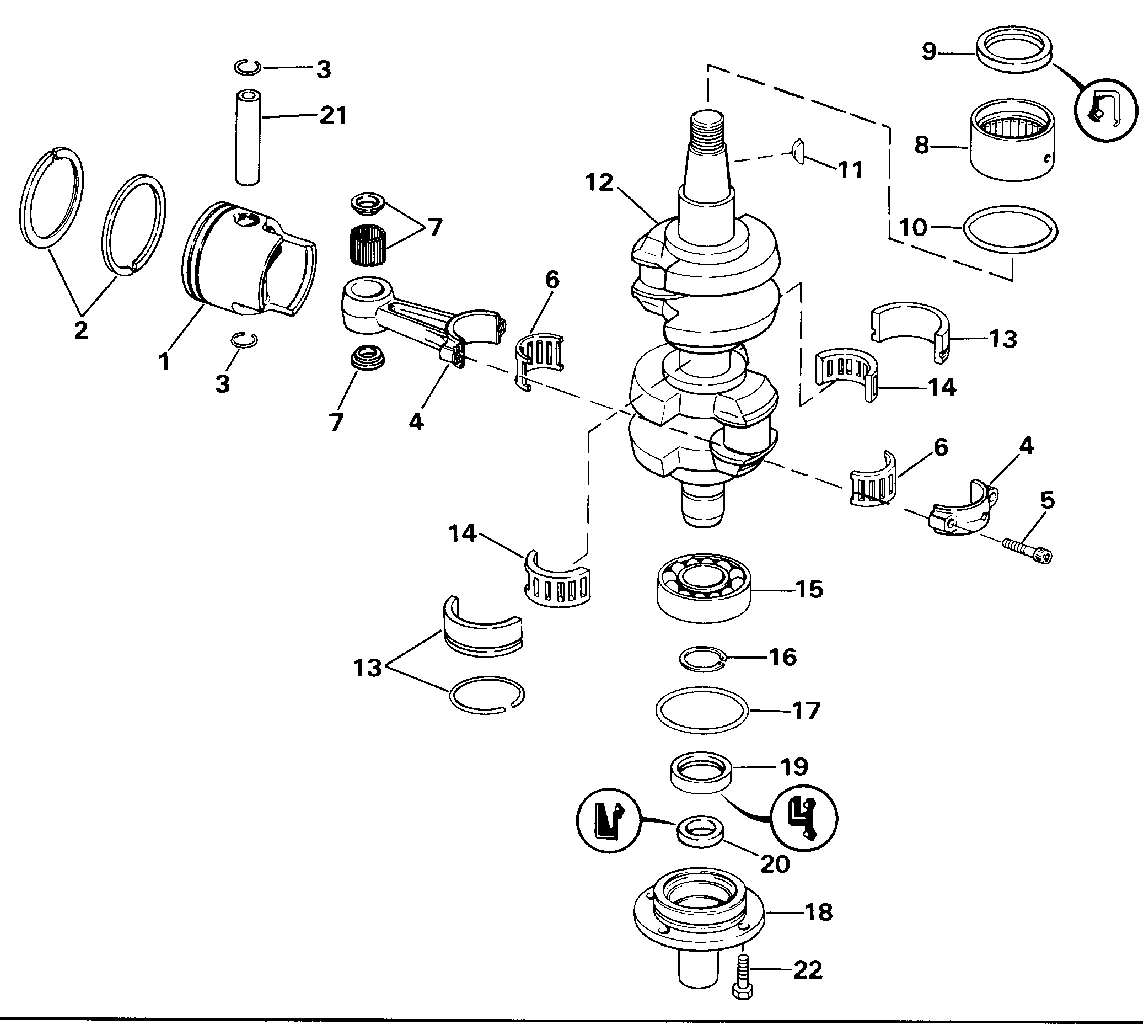 Vilebrequin et pistons