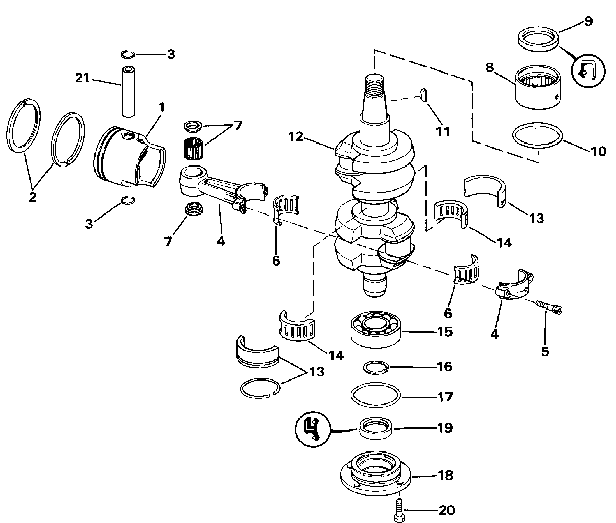 Vilebrequin et pistons