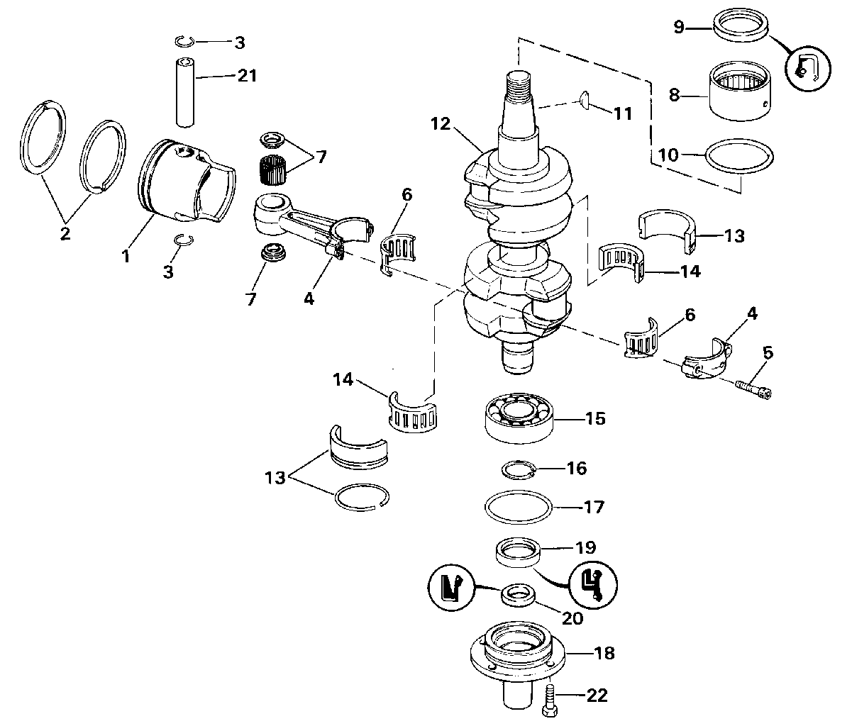 Vilebrequin et pistons