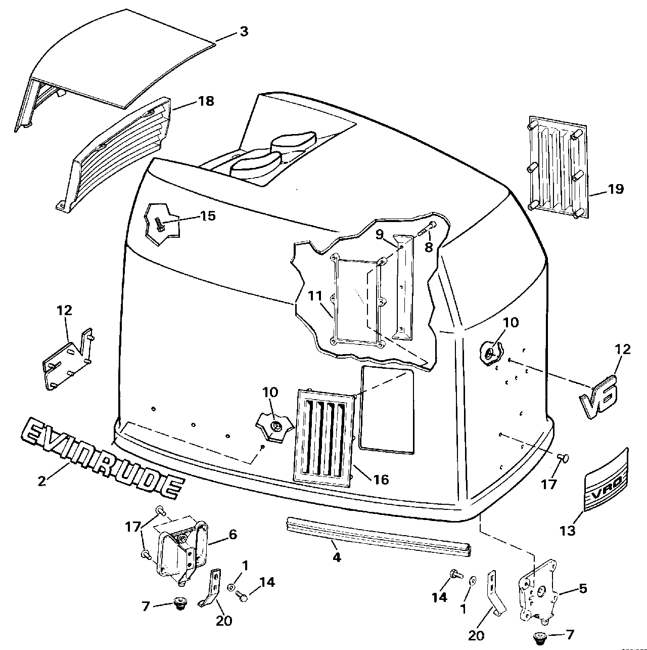 Capot moteur – Evinrude – 200STL