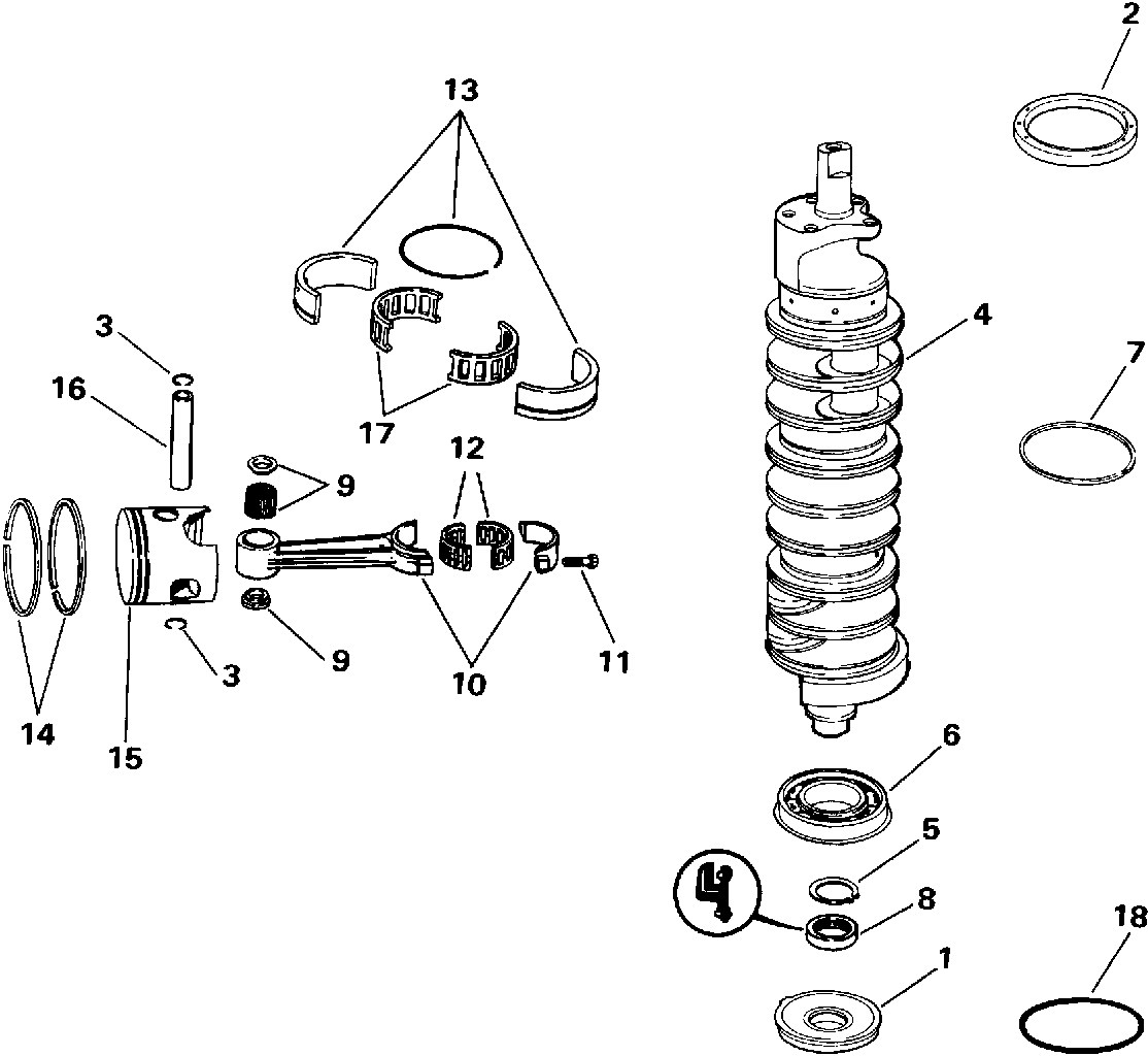 Vilebrequin et pistons