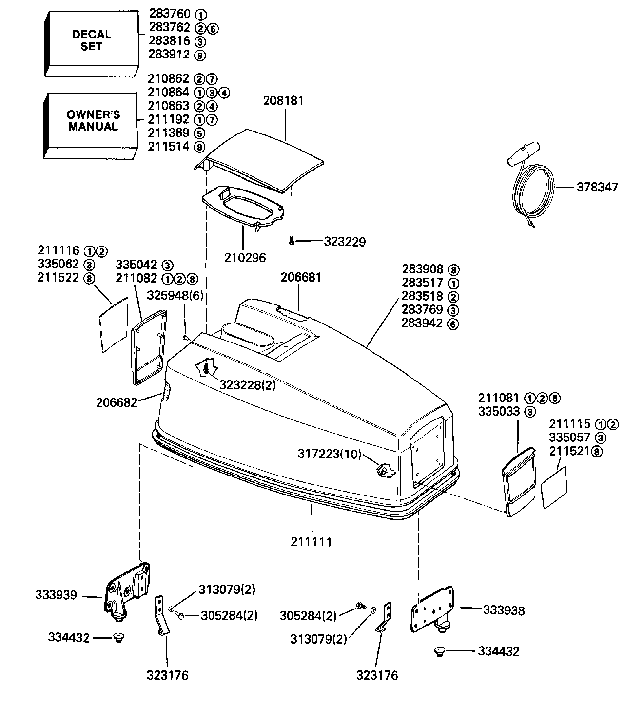 Capot moteur — Evinrude 40