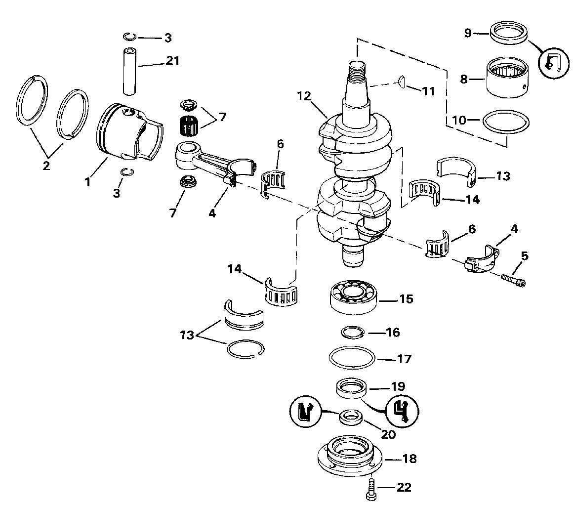 Vilebrequin et pistons
