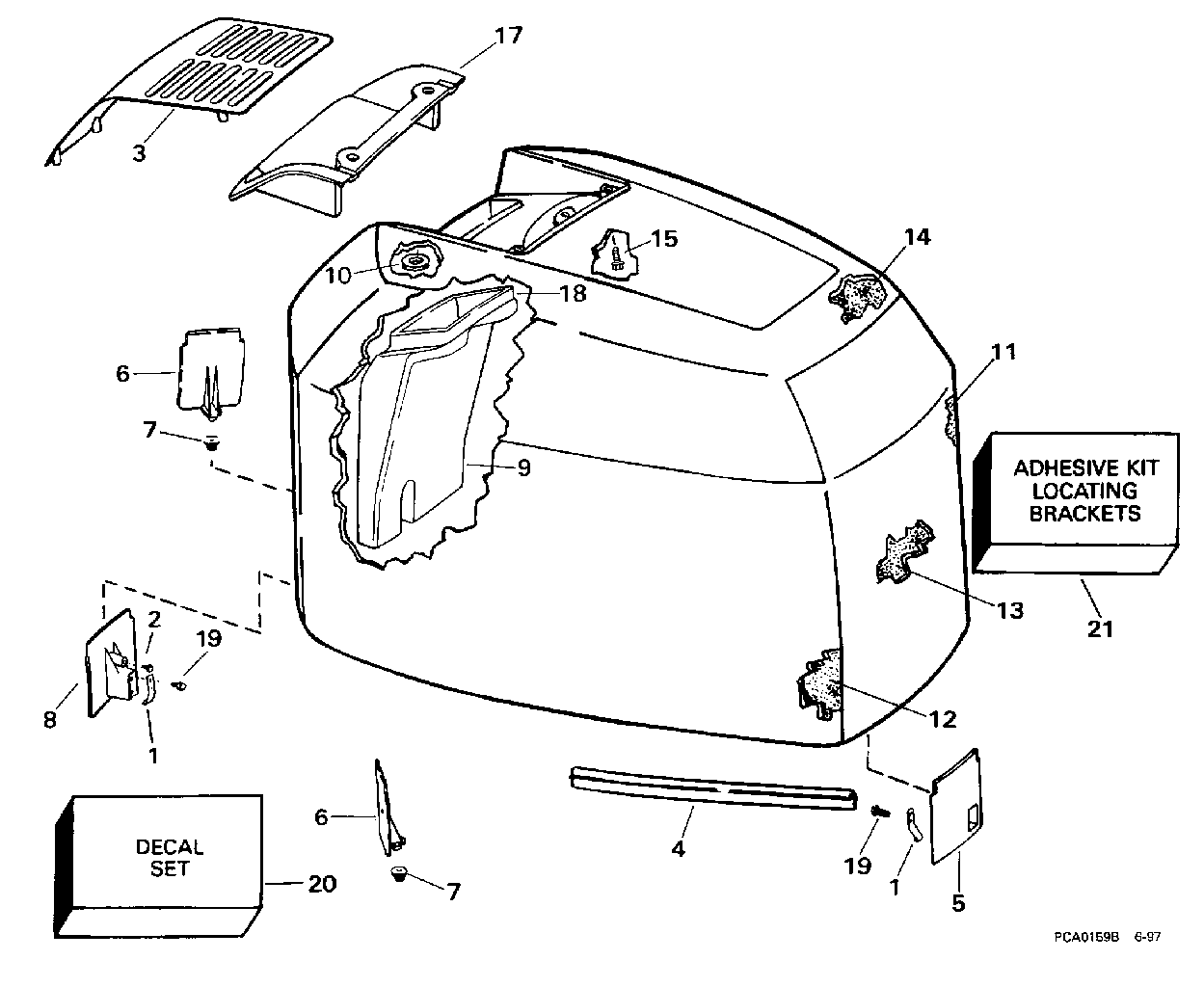Capot moteur Johnson – 200SL, STL, 225STL, SL, GL