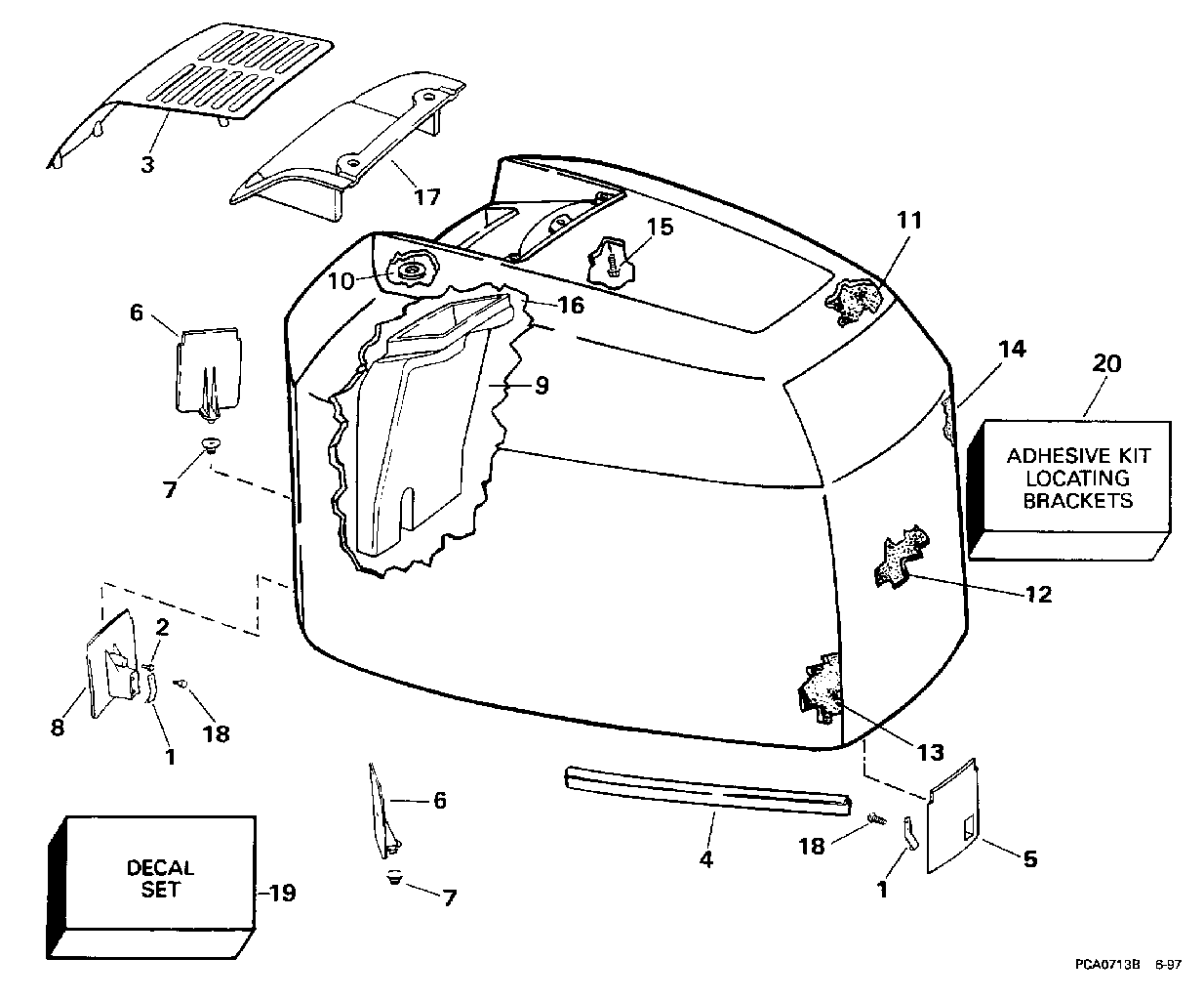 Capot moteur Evinrude – 200STL, SL, 225STL, SL, GL
