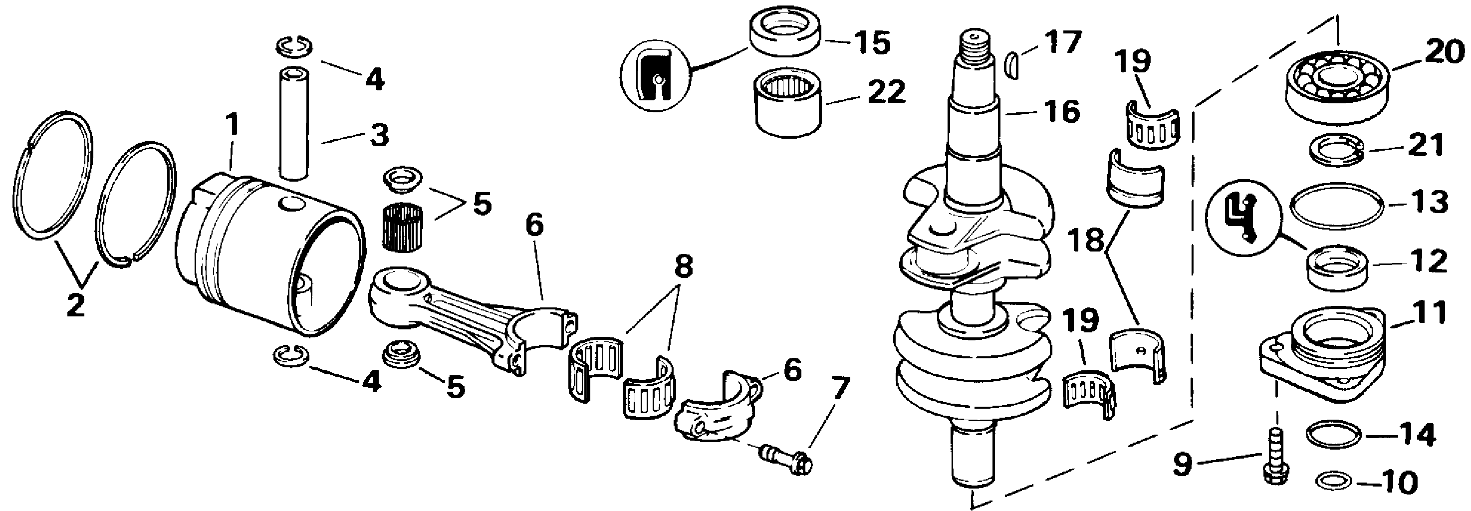 Vilebrequin et pistons