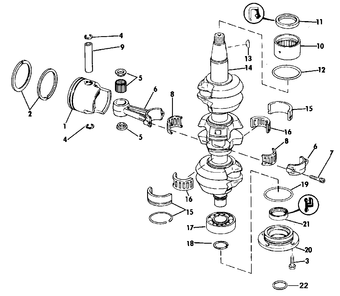 Vilebrequin et pistons