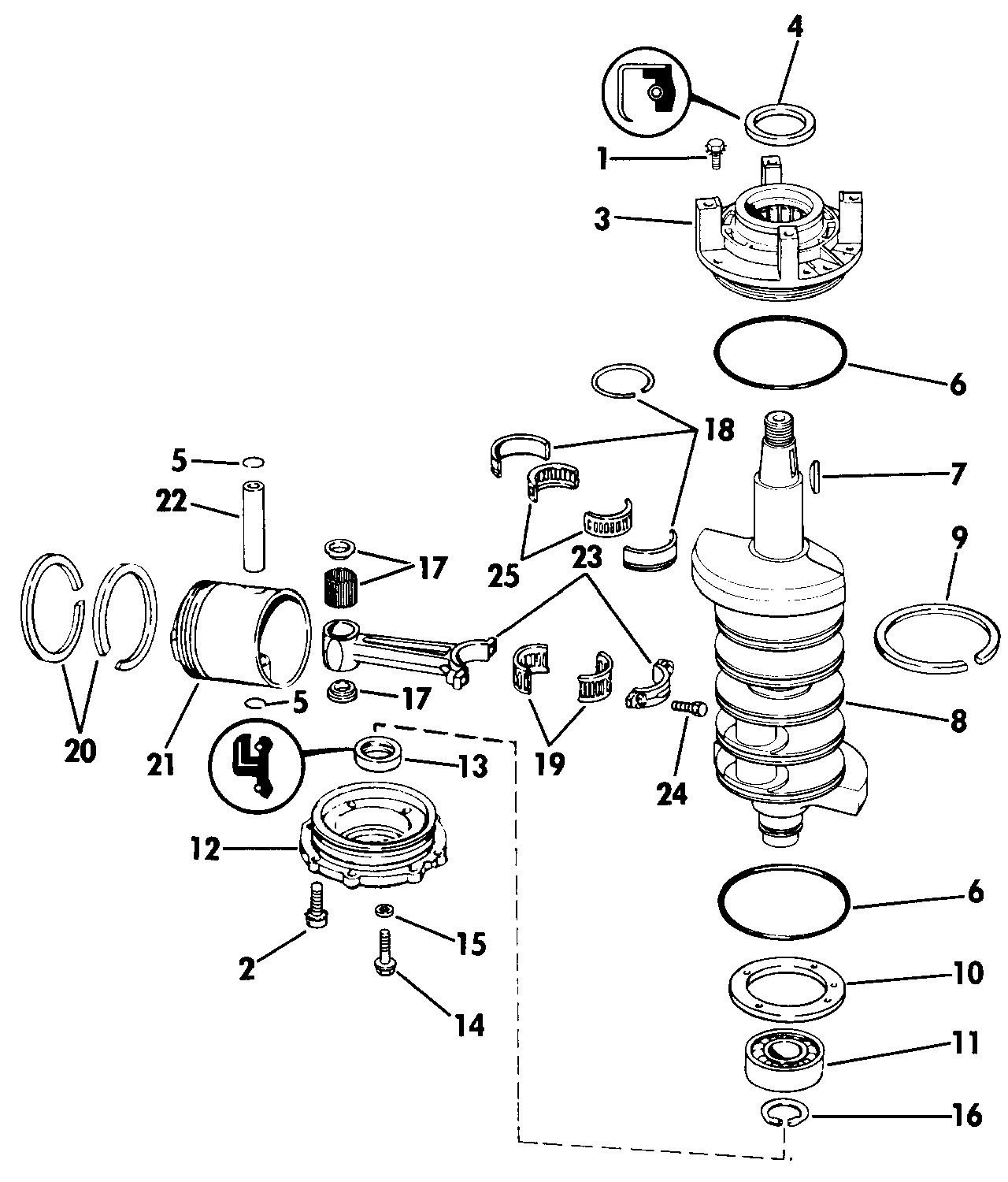 Vilebrequin et pistons