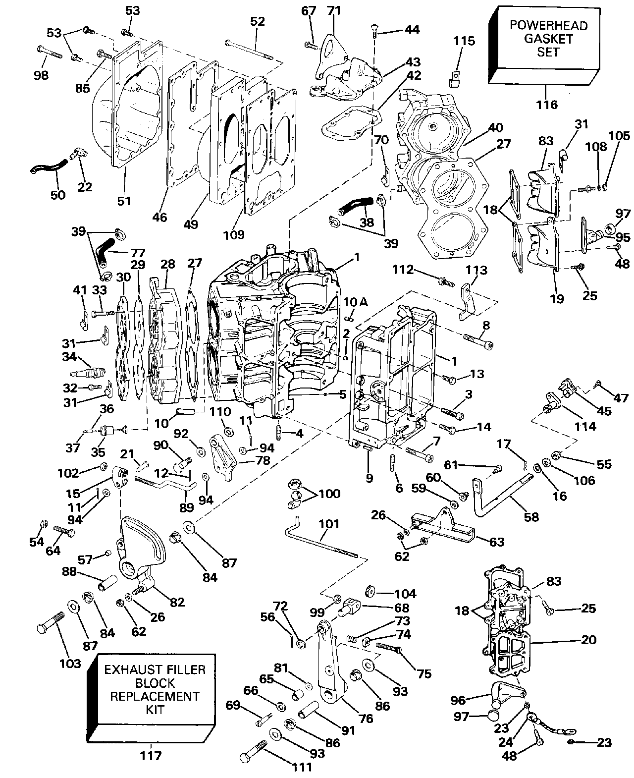 Cylindres et carter-moteur