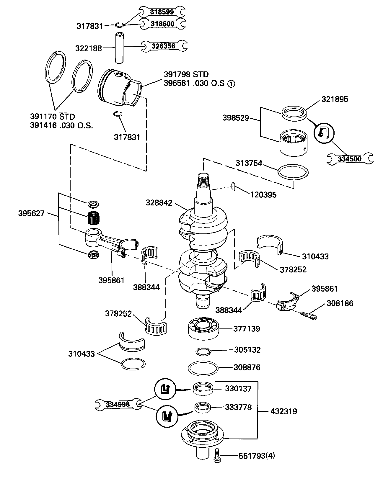 Vilebrequin et pistons