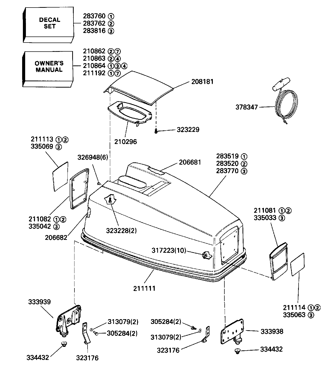 Capot moteur — Evinrude 50