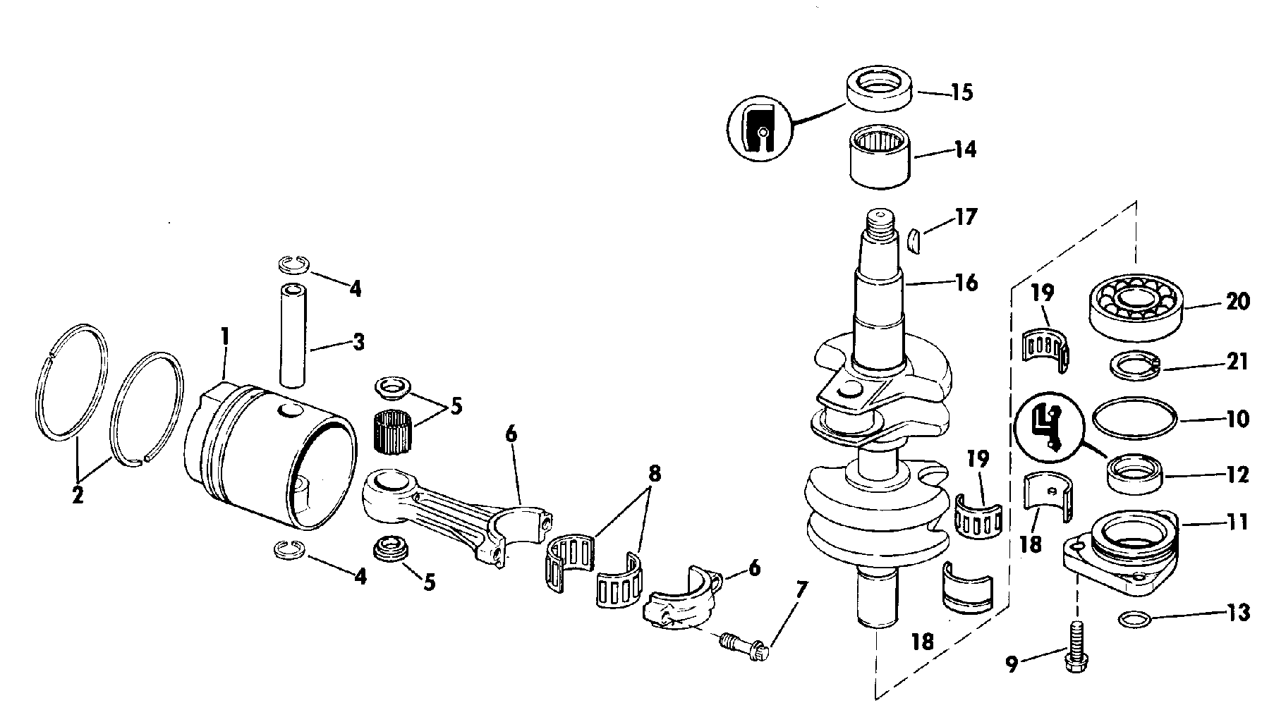 Vilebrequin et pistons