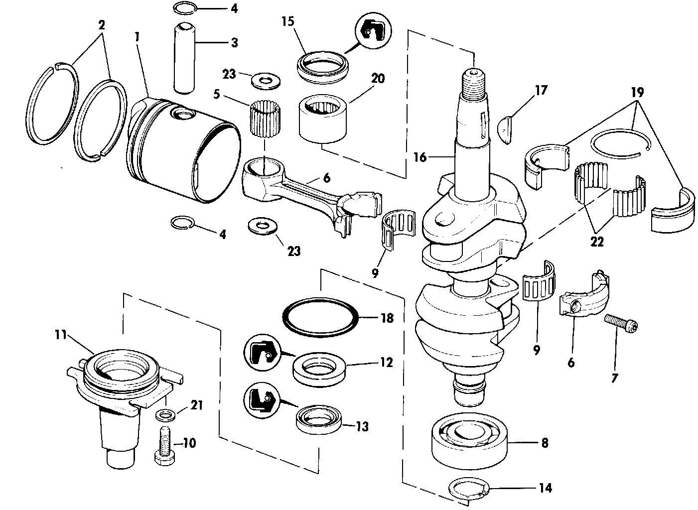 Vilebrequin et pistons