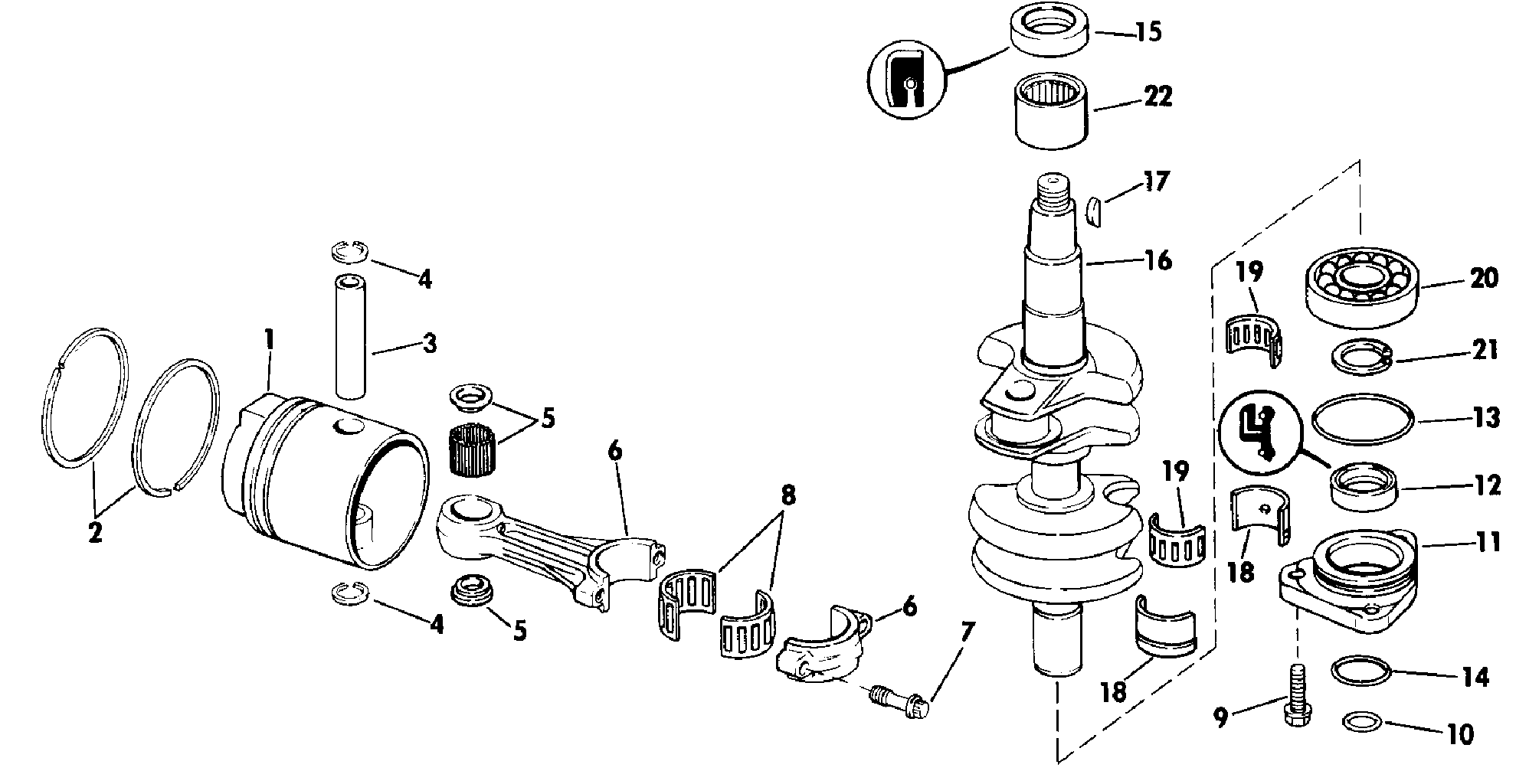 Vilebrequin et pistons