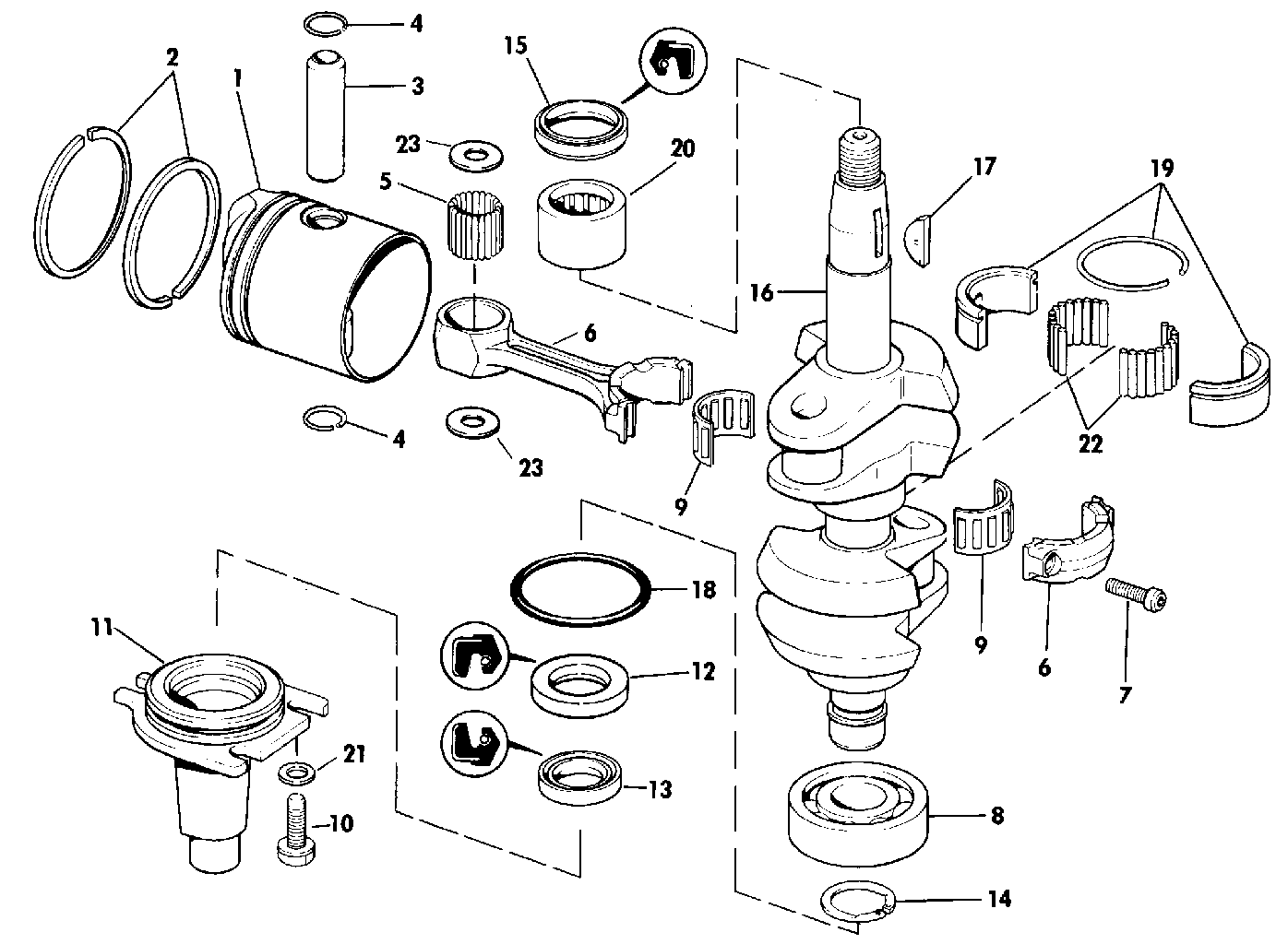 Vilebrequin et pistons
